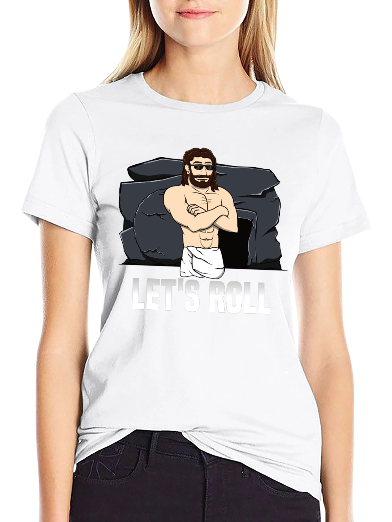 Lets Roll T-Shirt Funny Easter Jesus Graphic Tee