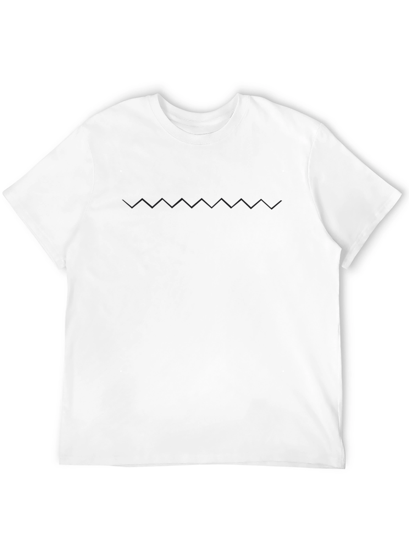 Mens Black Crew Neck T-Shirt with Subtle Zigzag Design