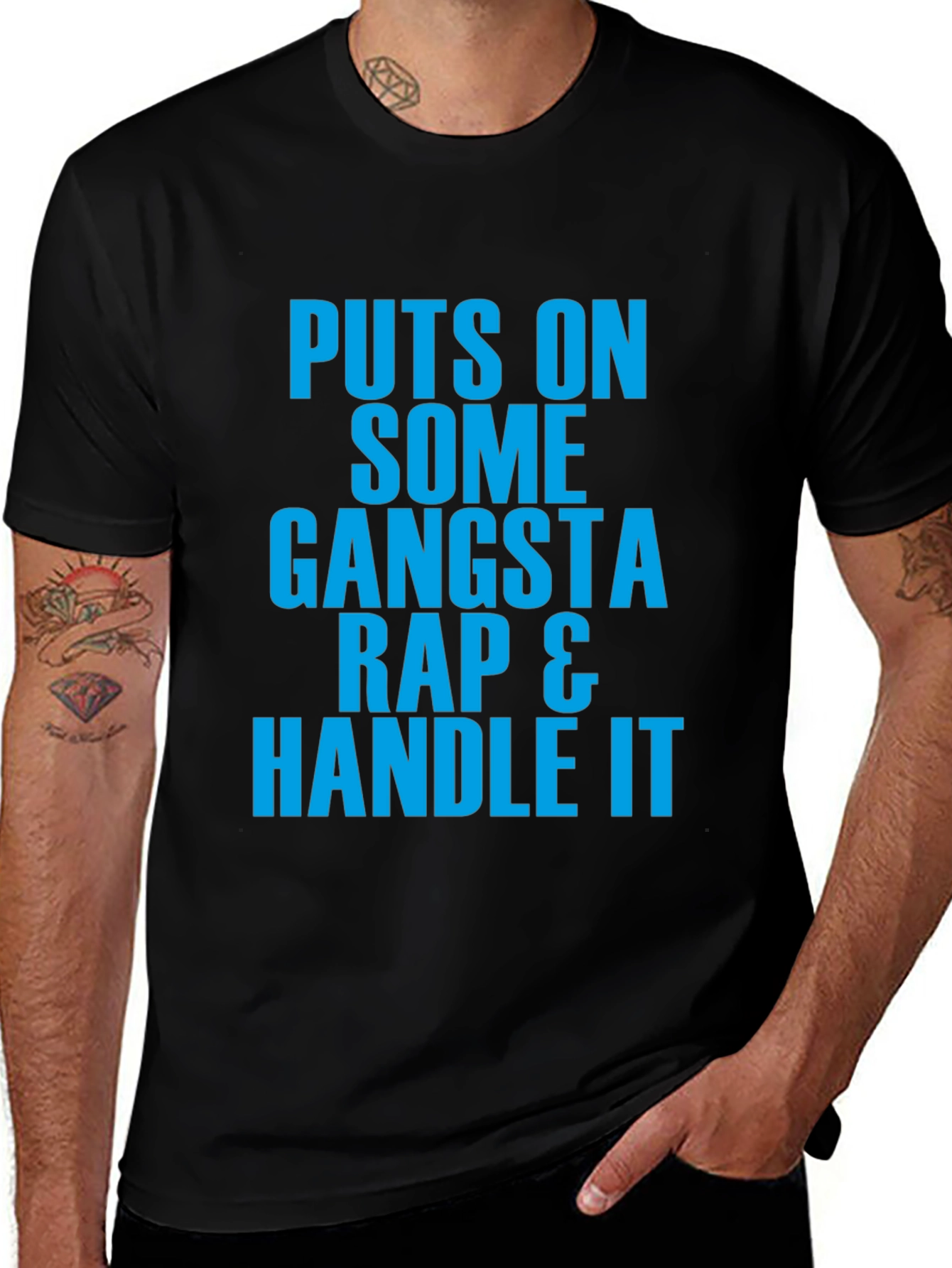 Gangsta Rap Graphic Tee - Handle It Black T-Shirt