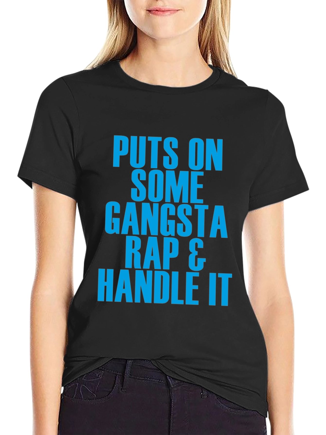 Gangsta Rap Graphic Tee - Handle It Black T-Shirt