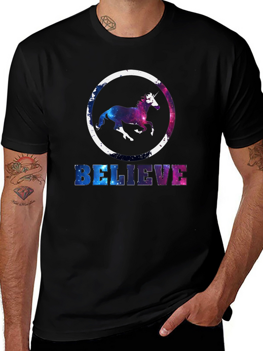 Unicorn Believe Graphic T-Shirt - Galaxy Design