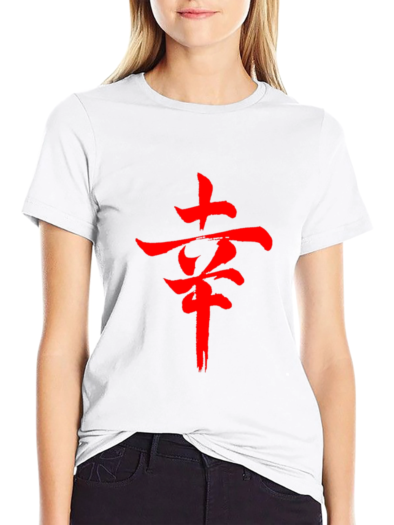 Red Kanji Graphic Black T-Shirt