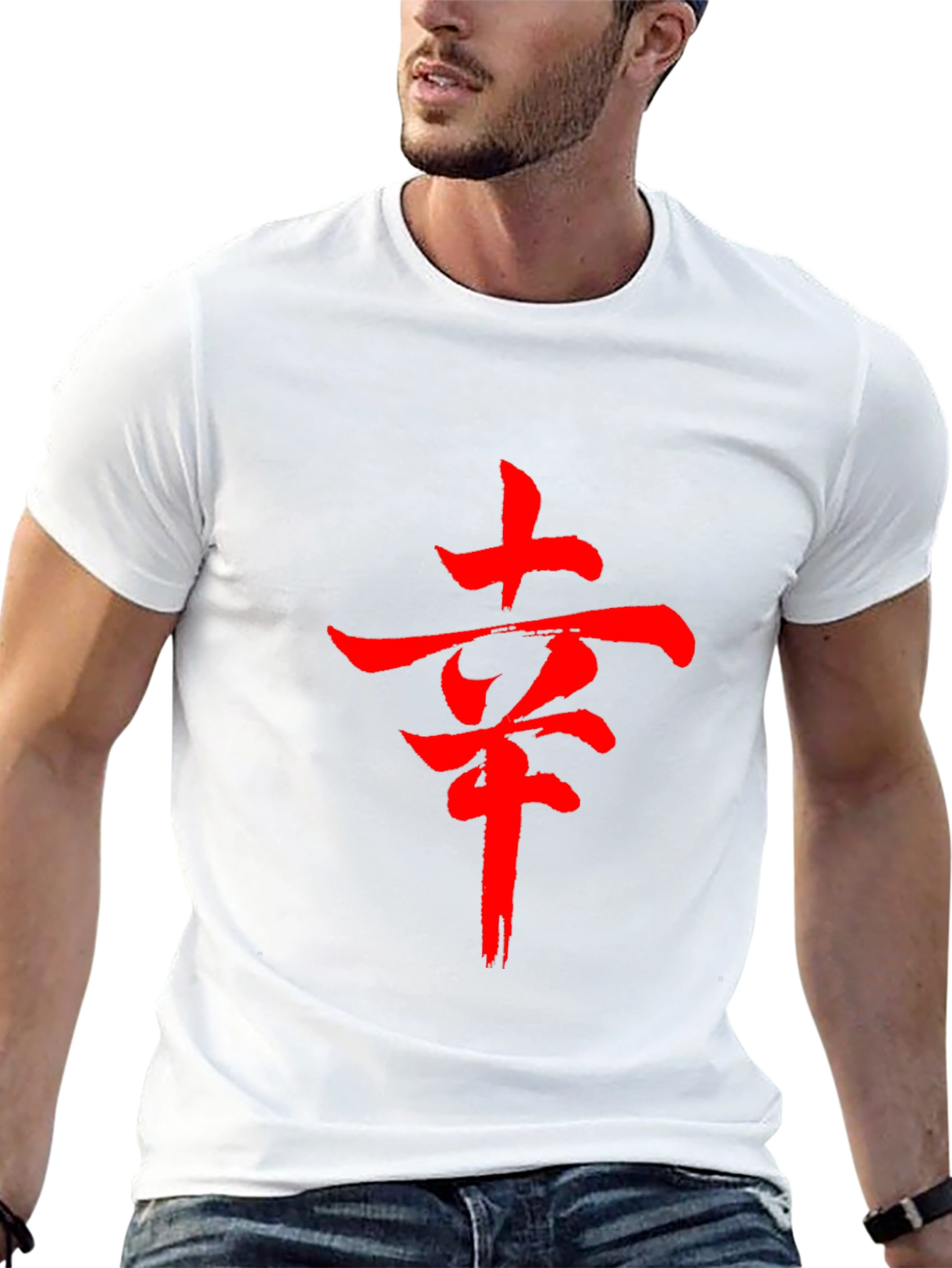 Red Kanji Graphic Black T-Shirt