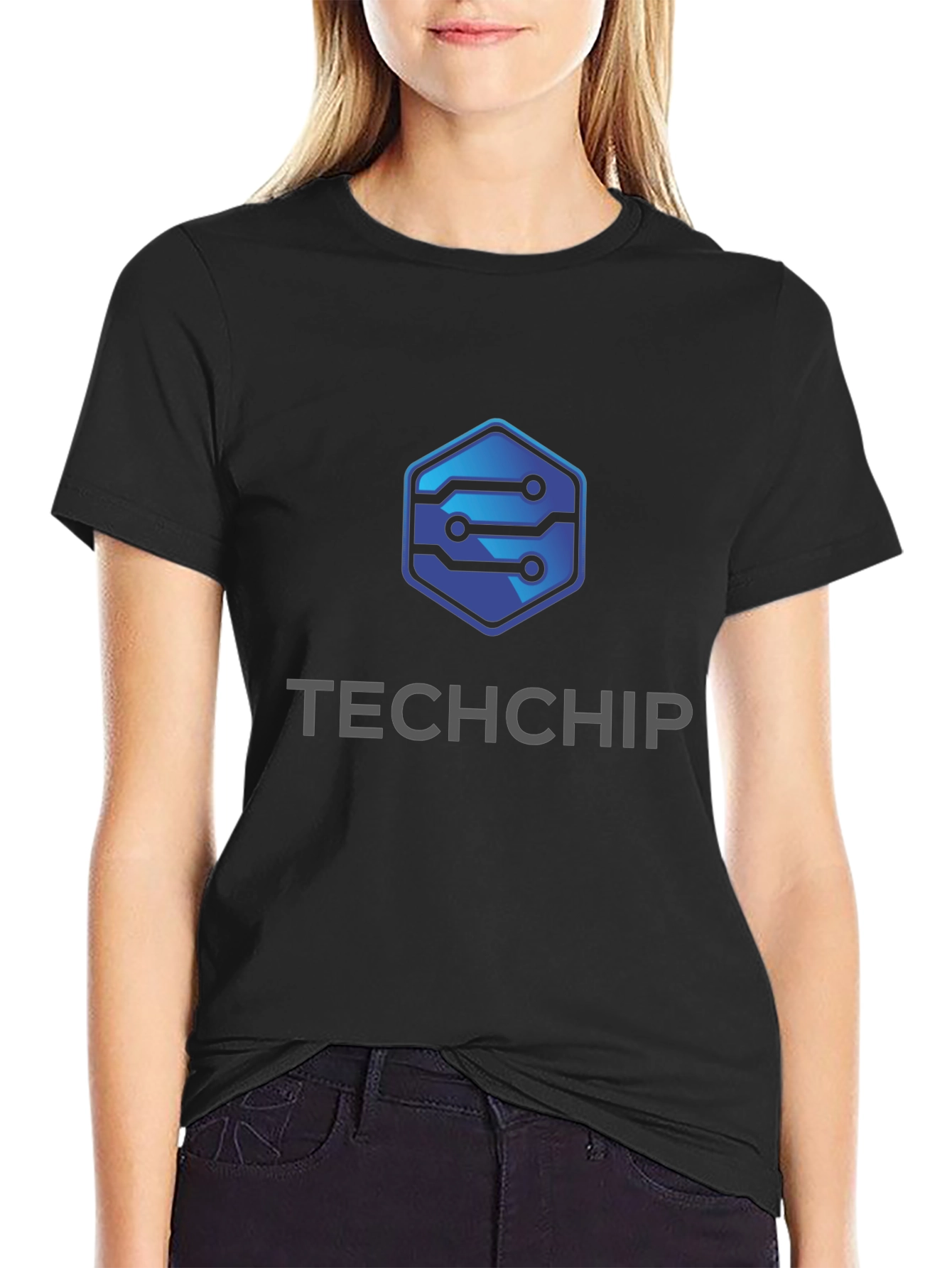 TechChip Black T-Shirt: Modern Circuit Design