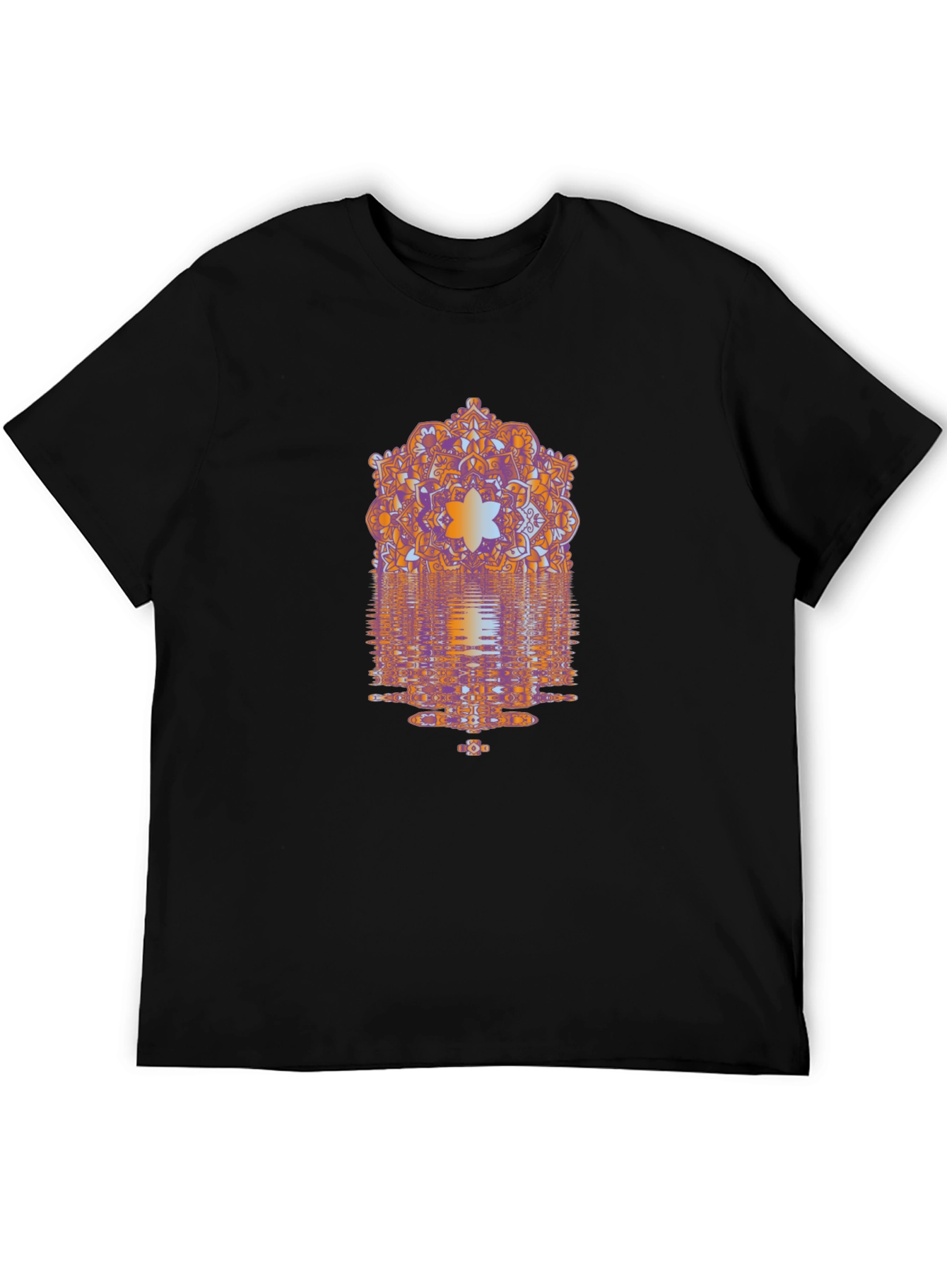 Abstract Mandala Graphic Print Mens Black T-Shirt