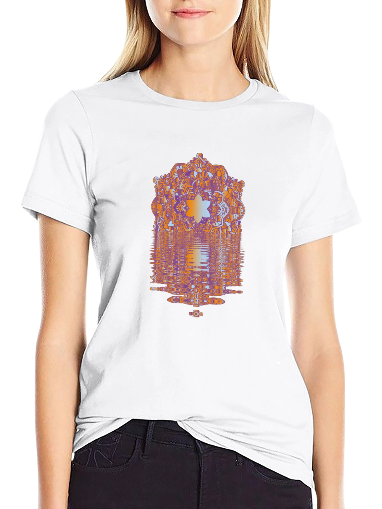 Abstract Mandala Graphic Print Mens Black T-Shirt