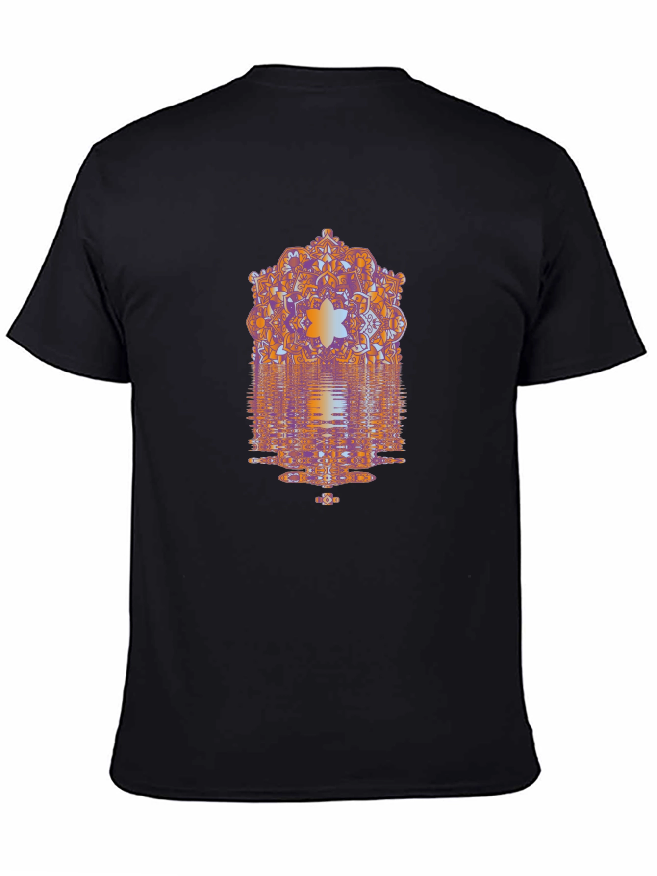 Abstract Mandala Graphic Print Mens Black T-Shirt
