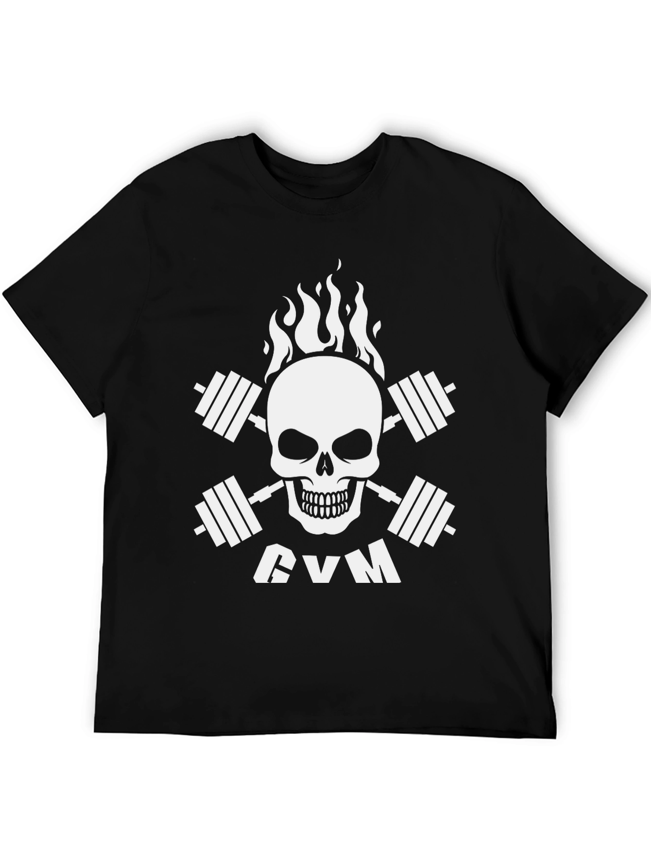 Gym Skull T-Shirt - Black Cotton Fitness Tee