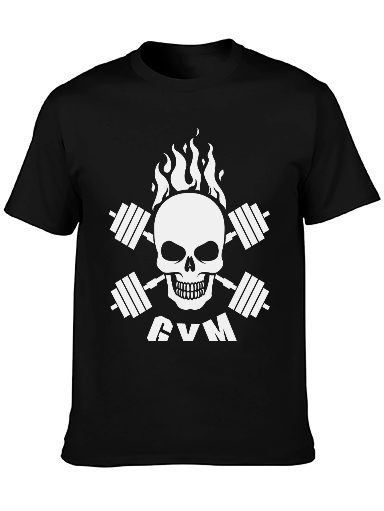 Gym Skull T-Shirt - Black Cotton Fitness Tee