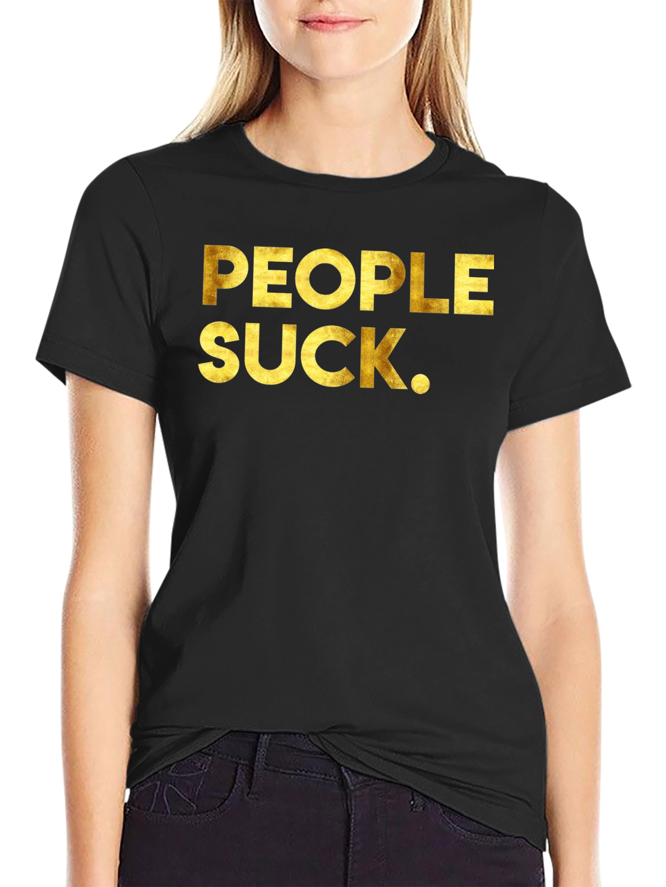 People Suck Graphic Tee - Black Crew Neck T-Shirt