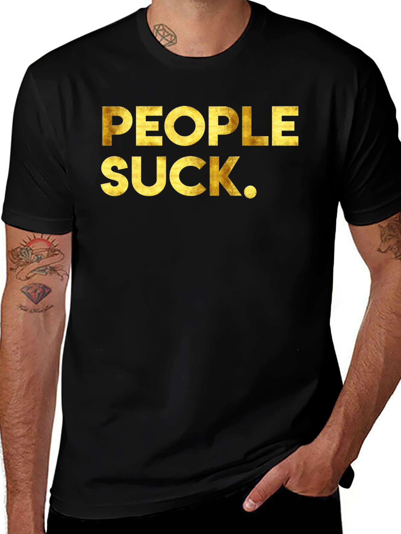 People Suck Graphic Tee - Black Crew Neck T-Shirt