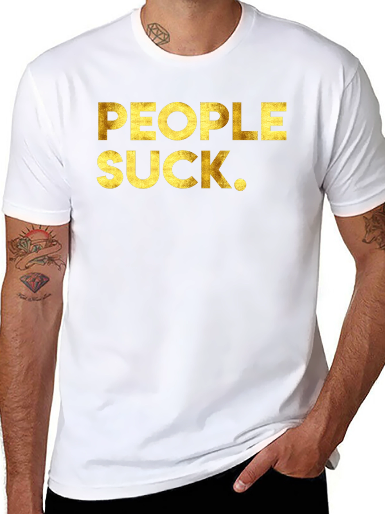 People Suck Graphic Tee - Black Crew Neck T-Shirt