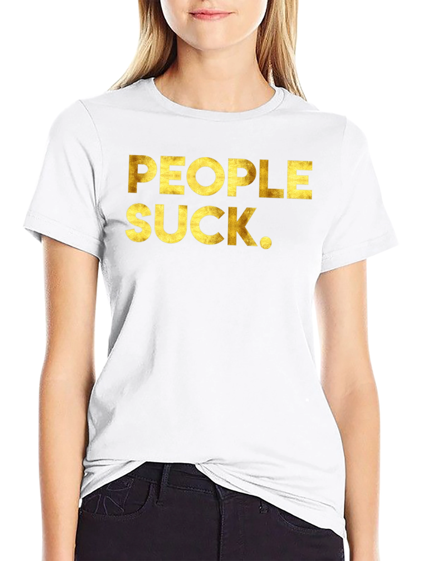 People Suck Graphic Tee - Black Crew Neck T-Shirt