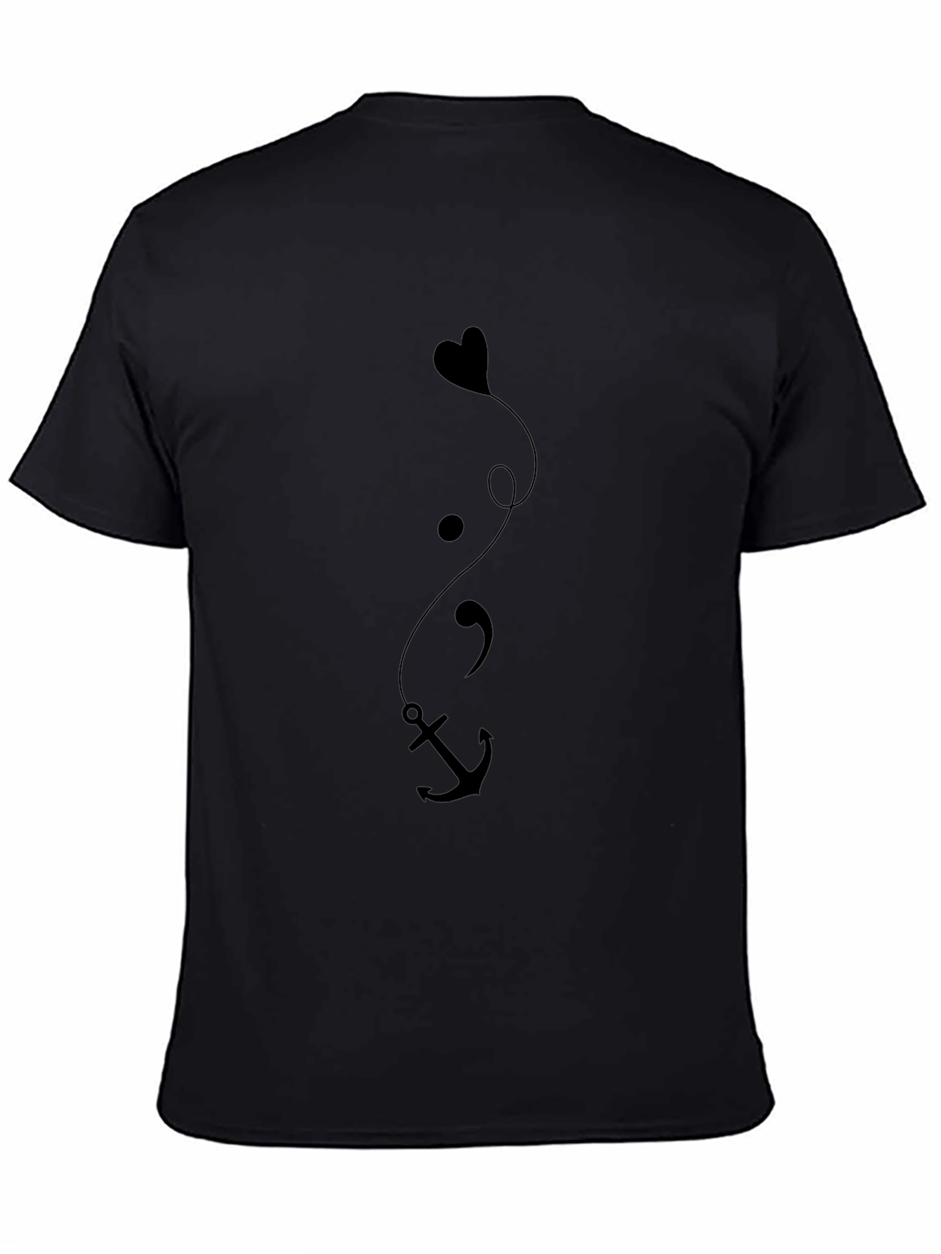 Heart Semicolon Anchor Black Graphic Tee