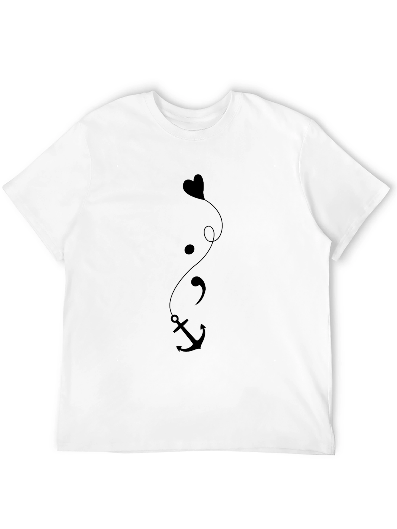 Heart Semicolon Anchor Black Graphic Tee