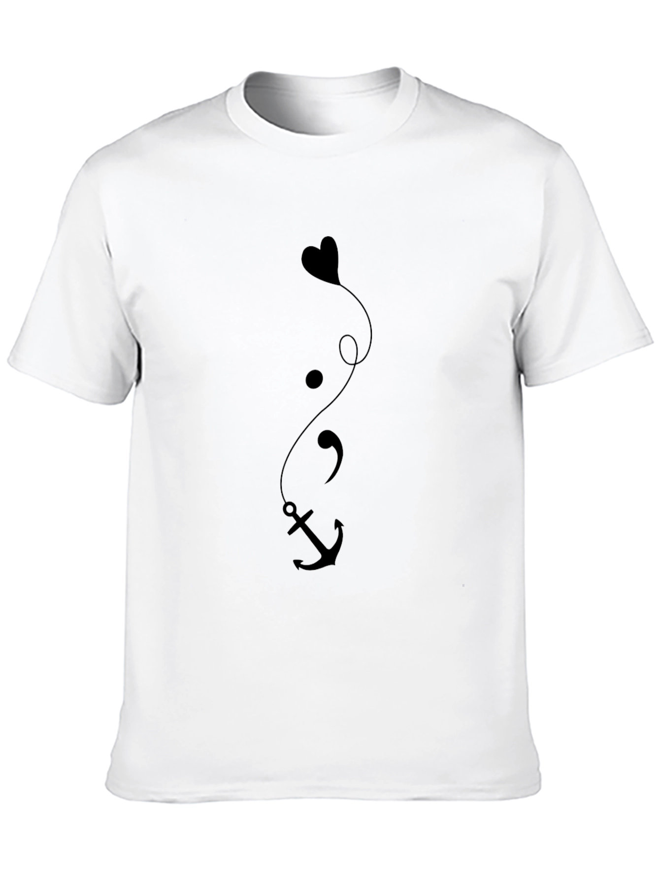 Heart Semicolon Anchor Black Graphic Tee