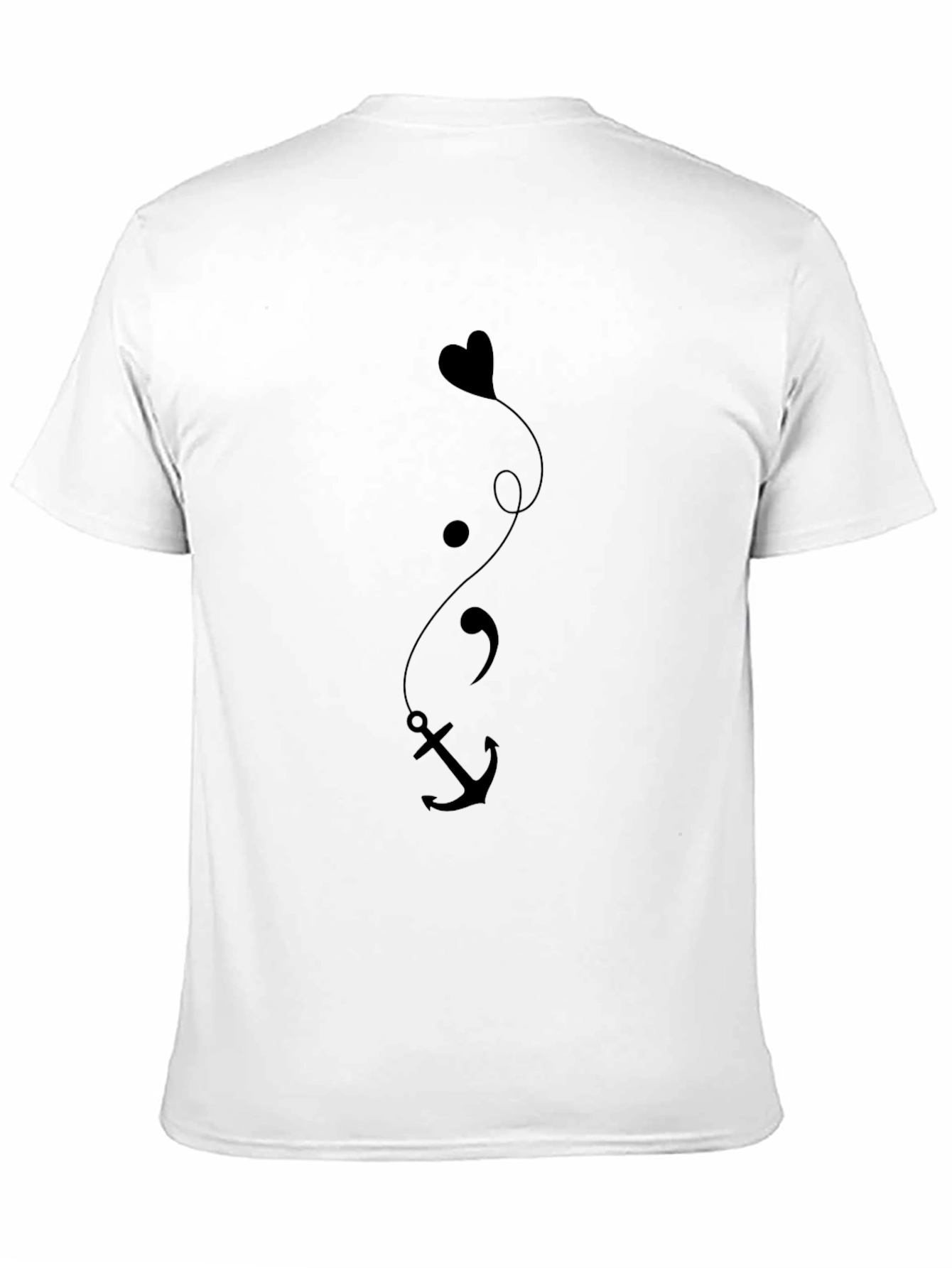Heart Semicolon Anchor Black Graphic Tee