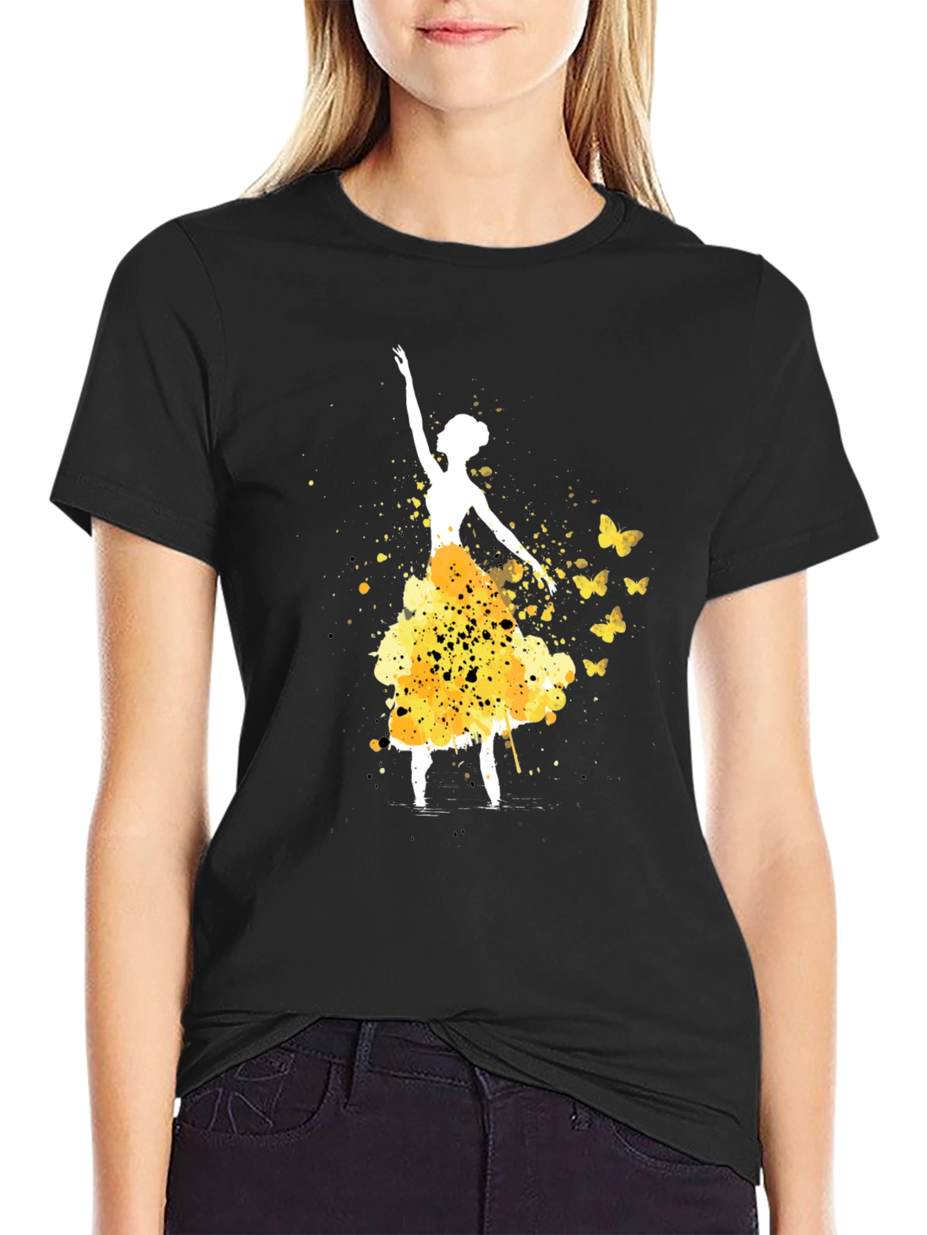 Ballerina & Butterflies Black T-Shirt