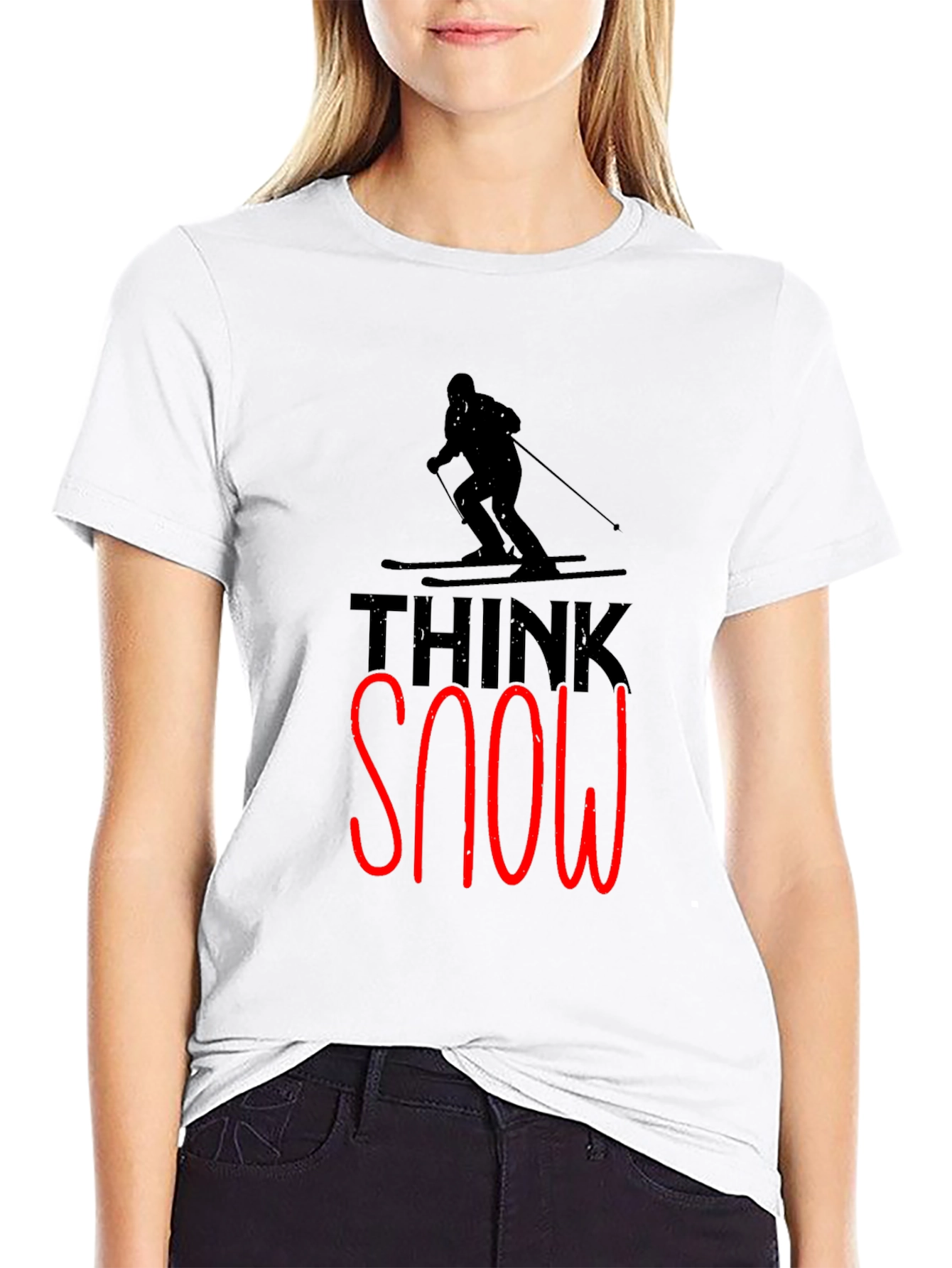 Think Snow Graphic Tee | Skier Silhouette T-Shirt