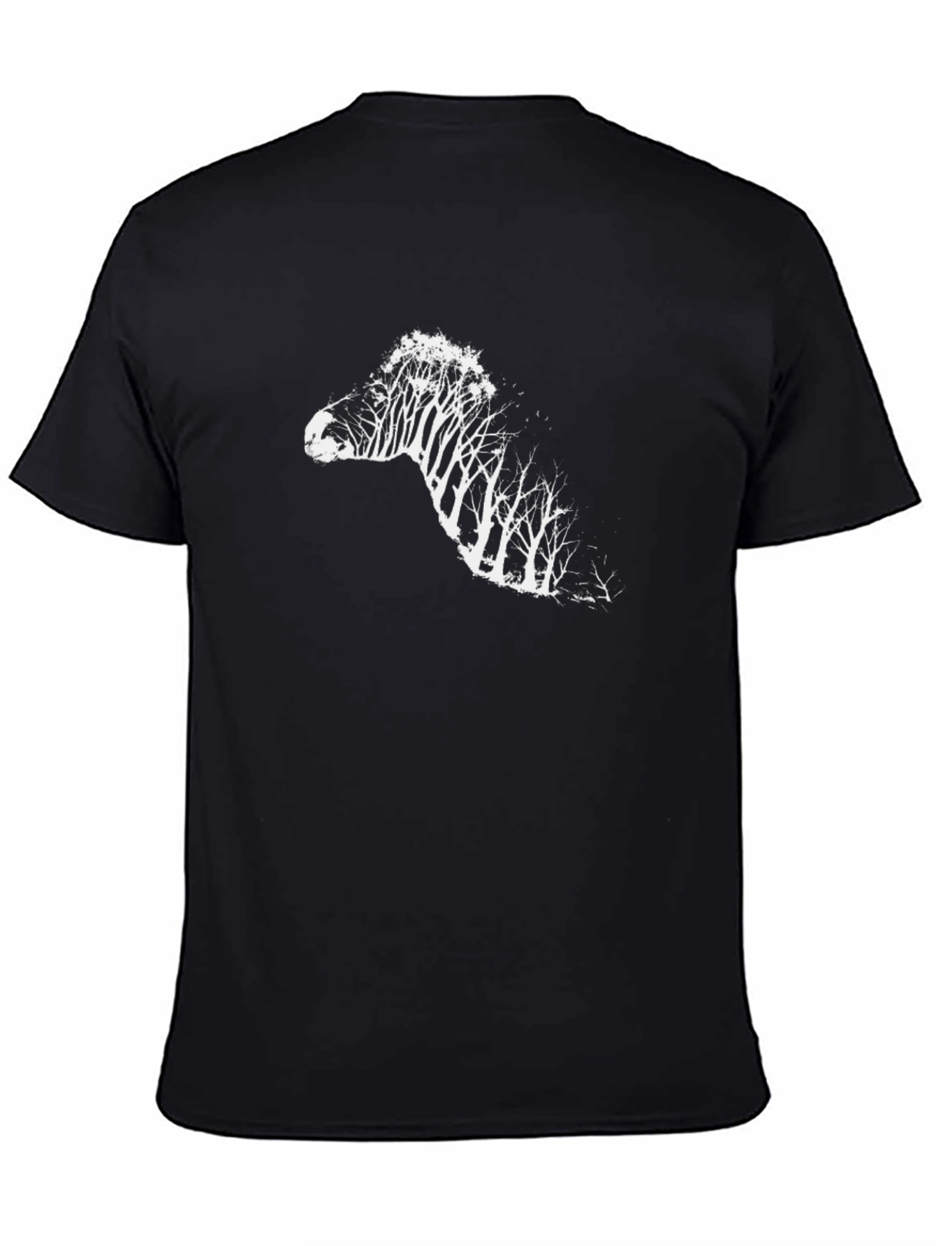 Unique Zebra Tree Graphic Black T-Shirt