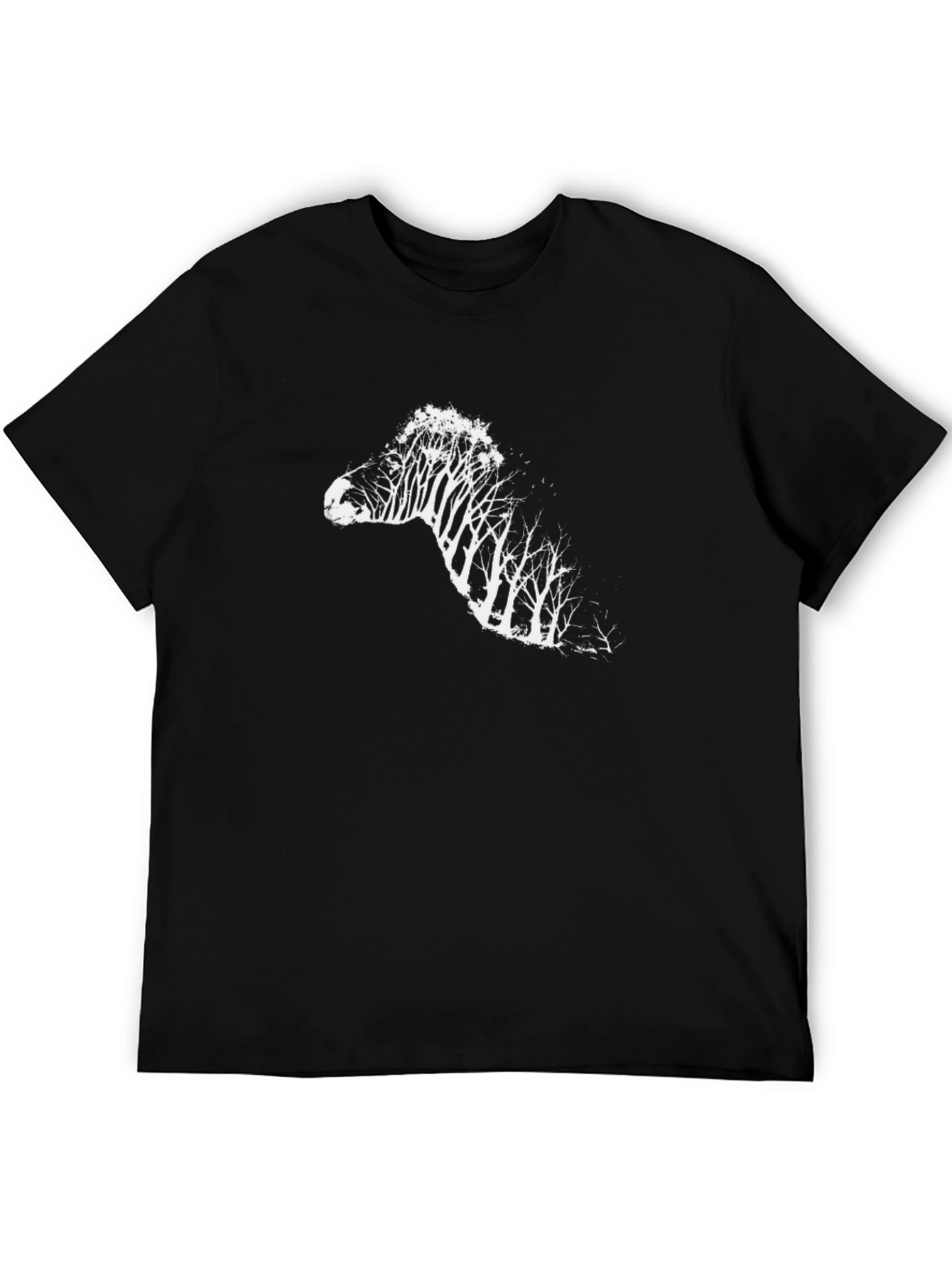 Unique Zebra Tree Graphic Black T-Shirt