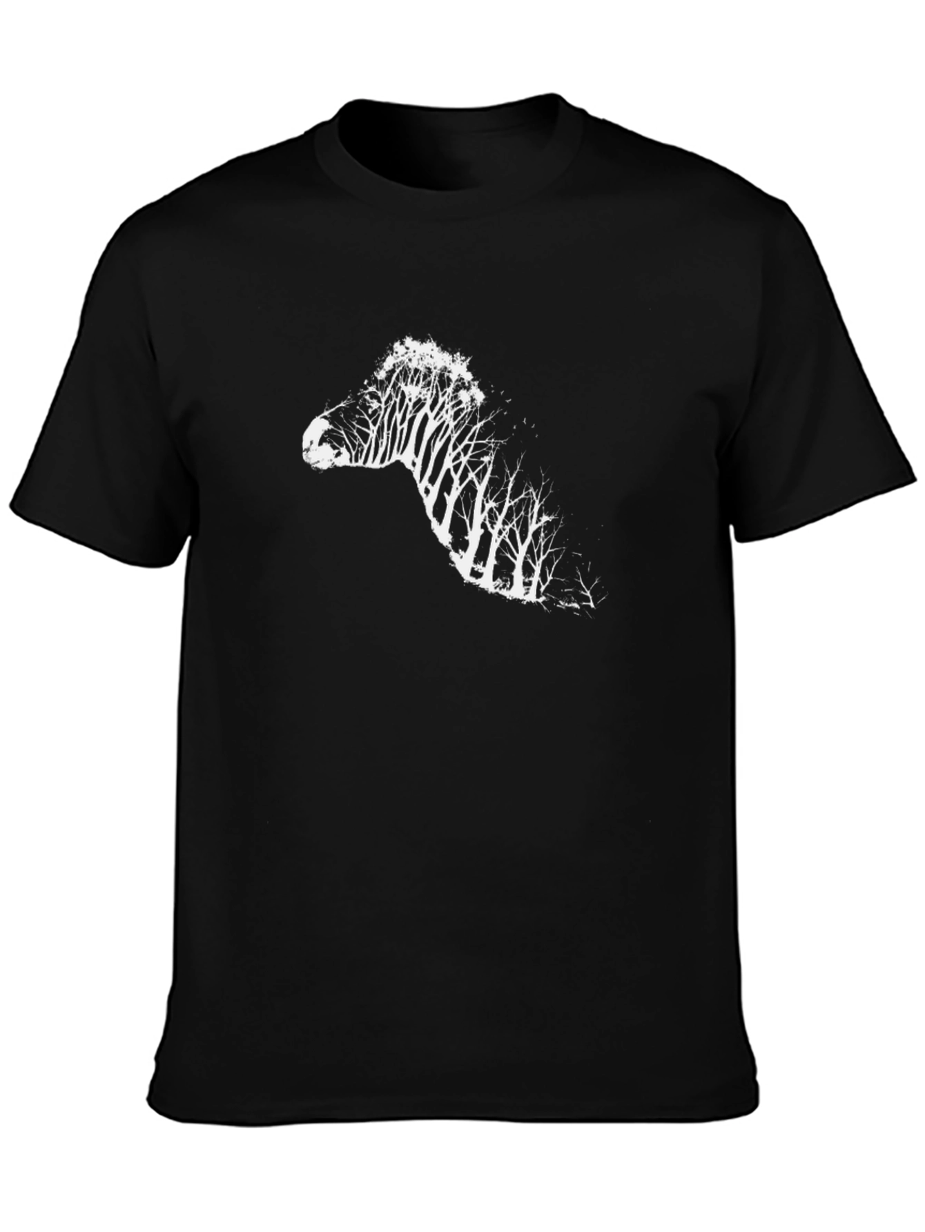 Unique Zebra Tree Graphic Black T-Shirt