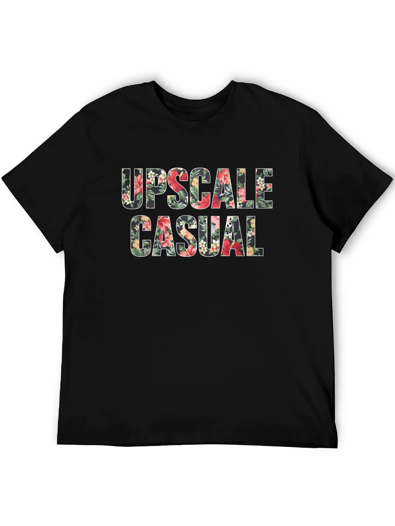Floral Upscale Casual Black T-Shirt