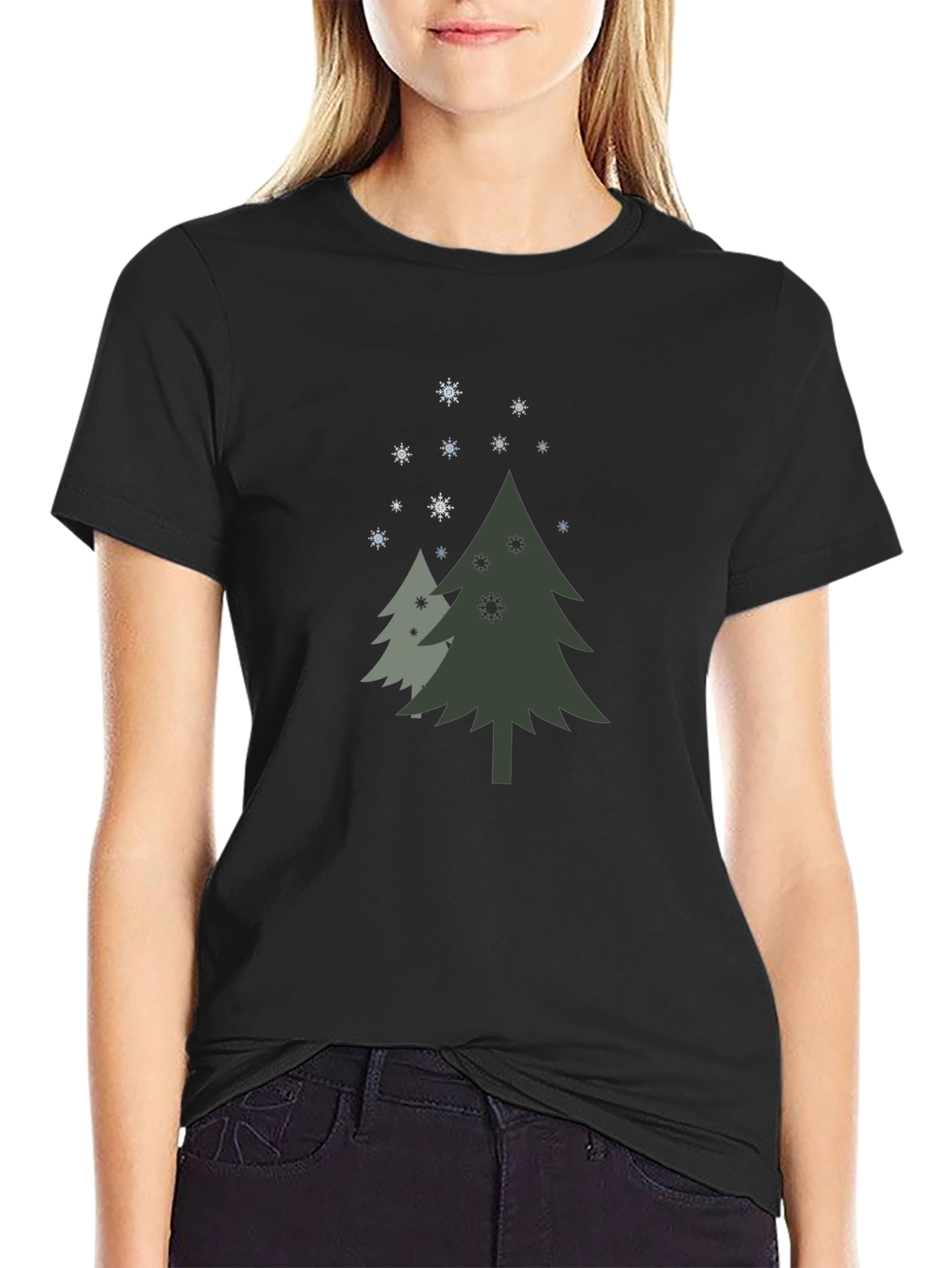 Christmas Tree Graphic Black T-Shirt