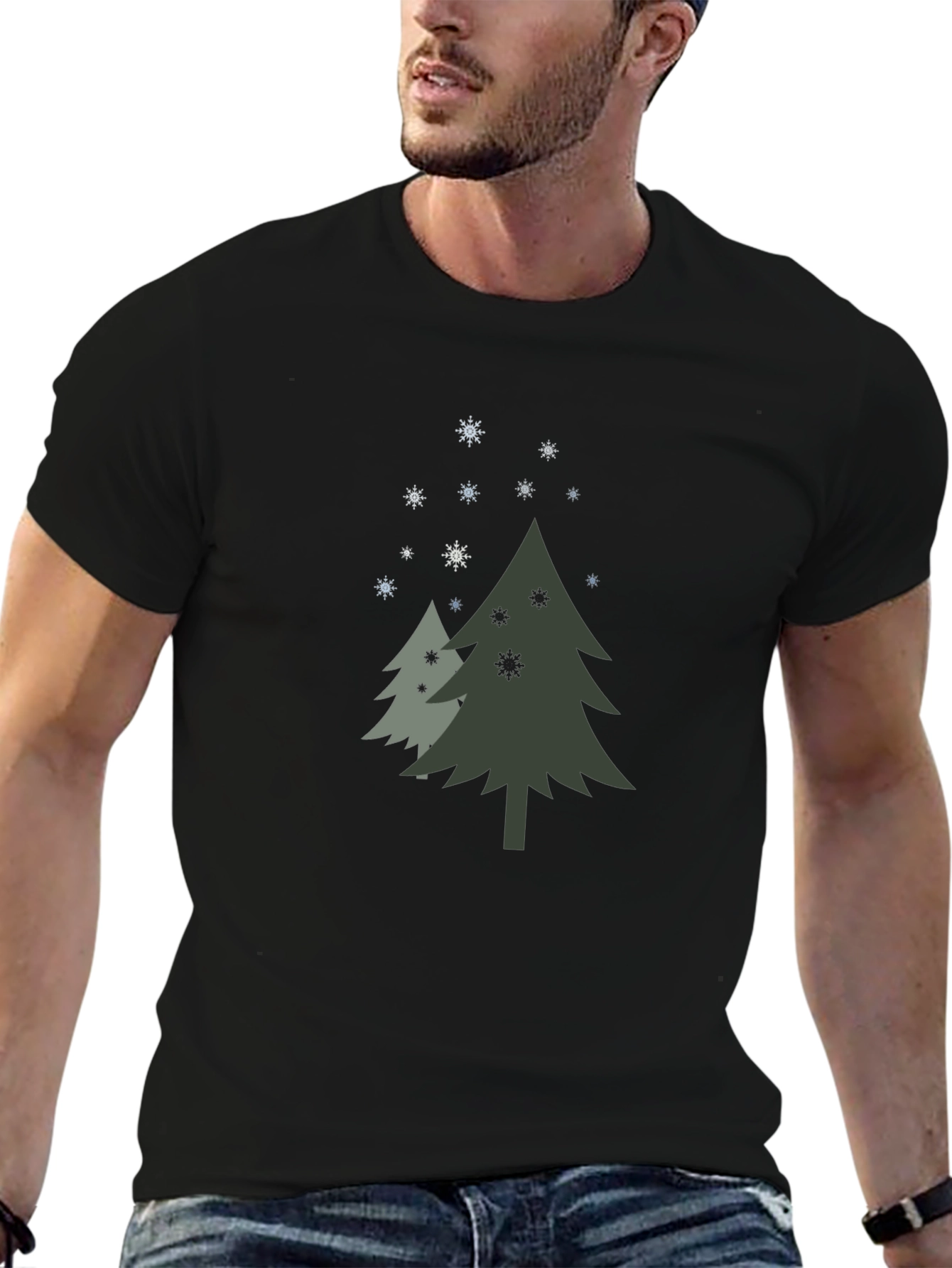 Christmas Tree Graphic Black T-Shirt