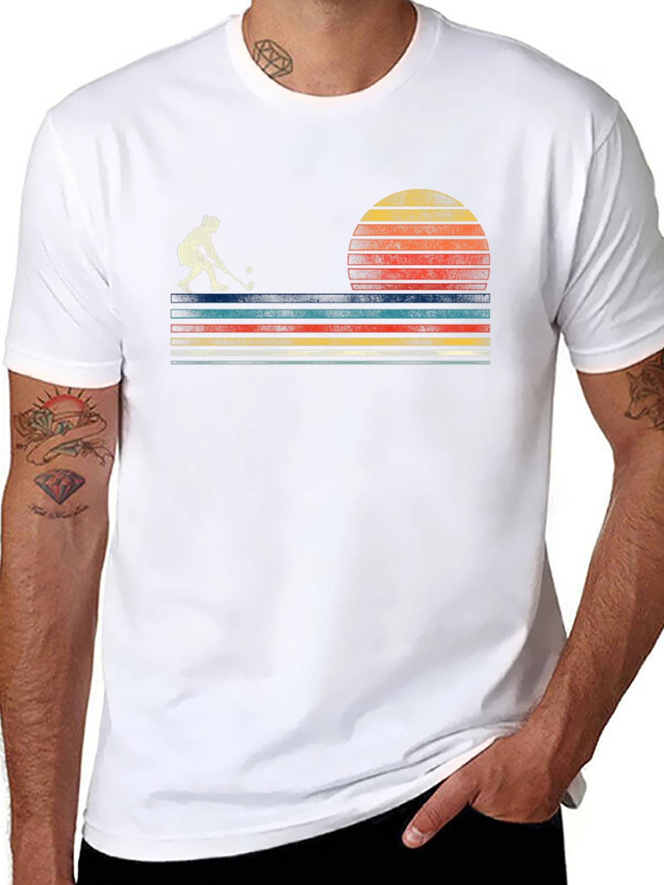 Retro Sunset Field Hockey T-Shirt