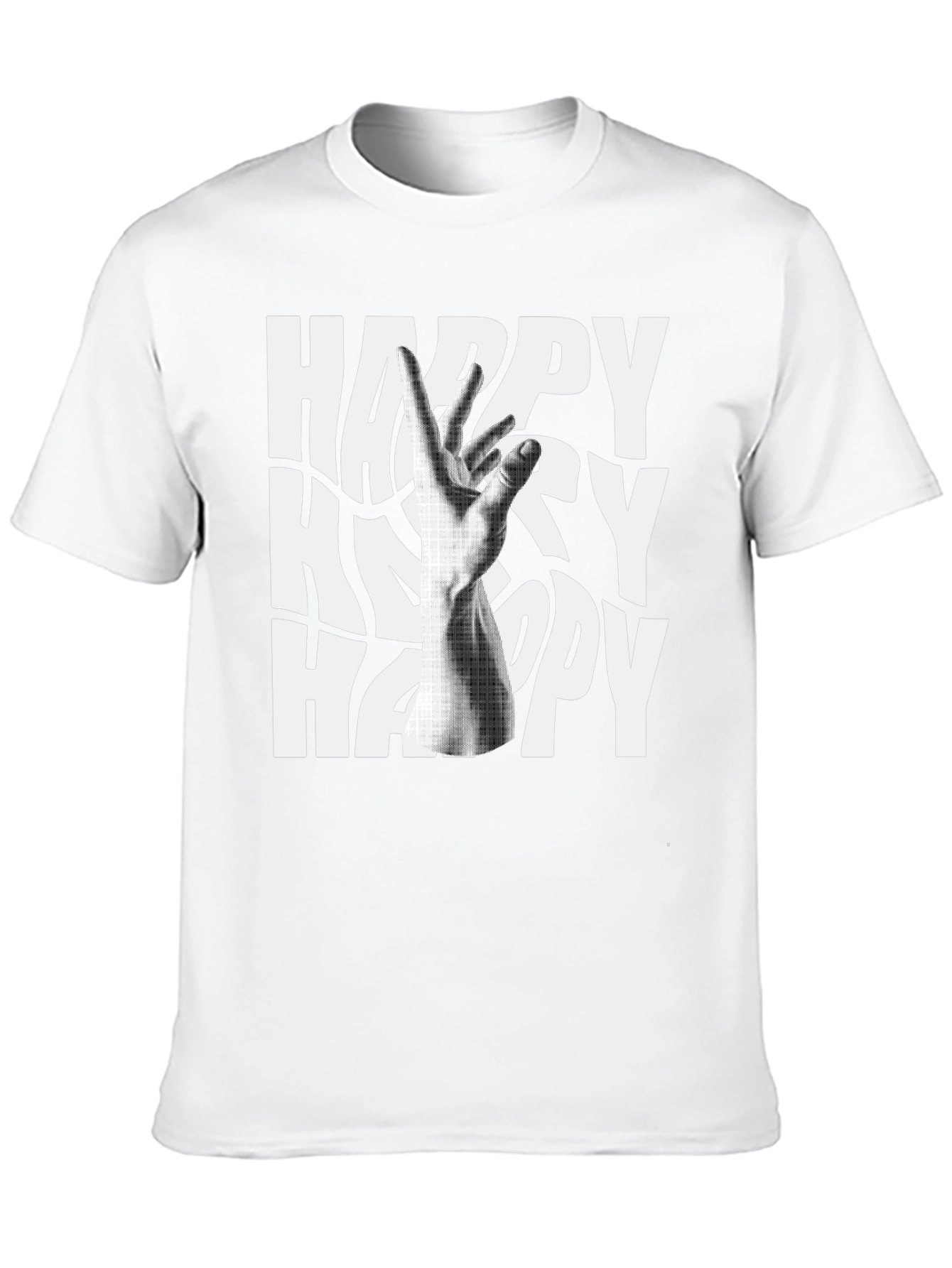 Happy Graphic Tee - Black Cotton Blend T-Shirt