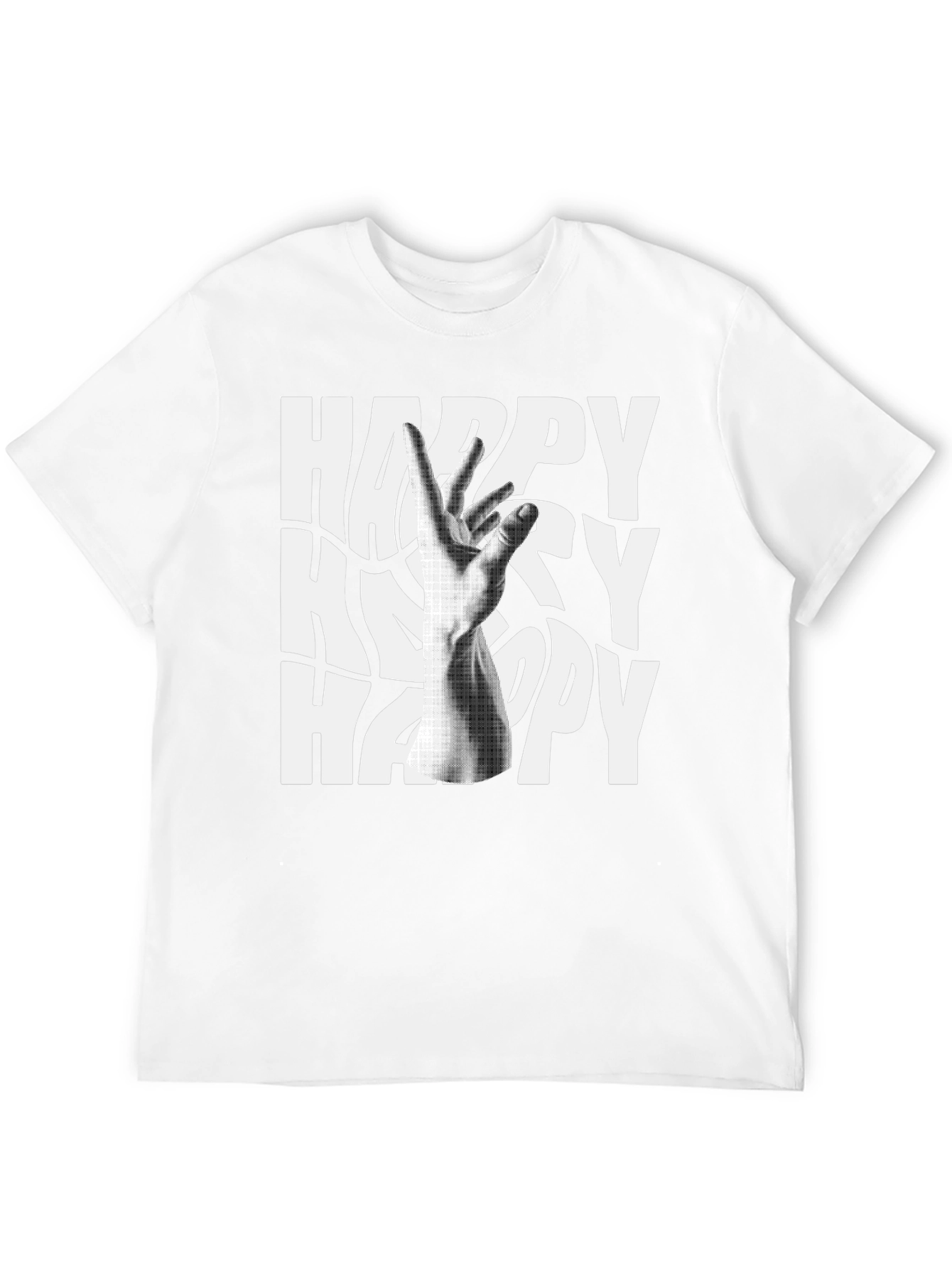 Happy Graphic Tee - Black Cotton Blend T-Shirt