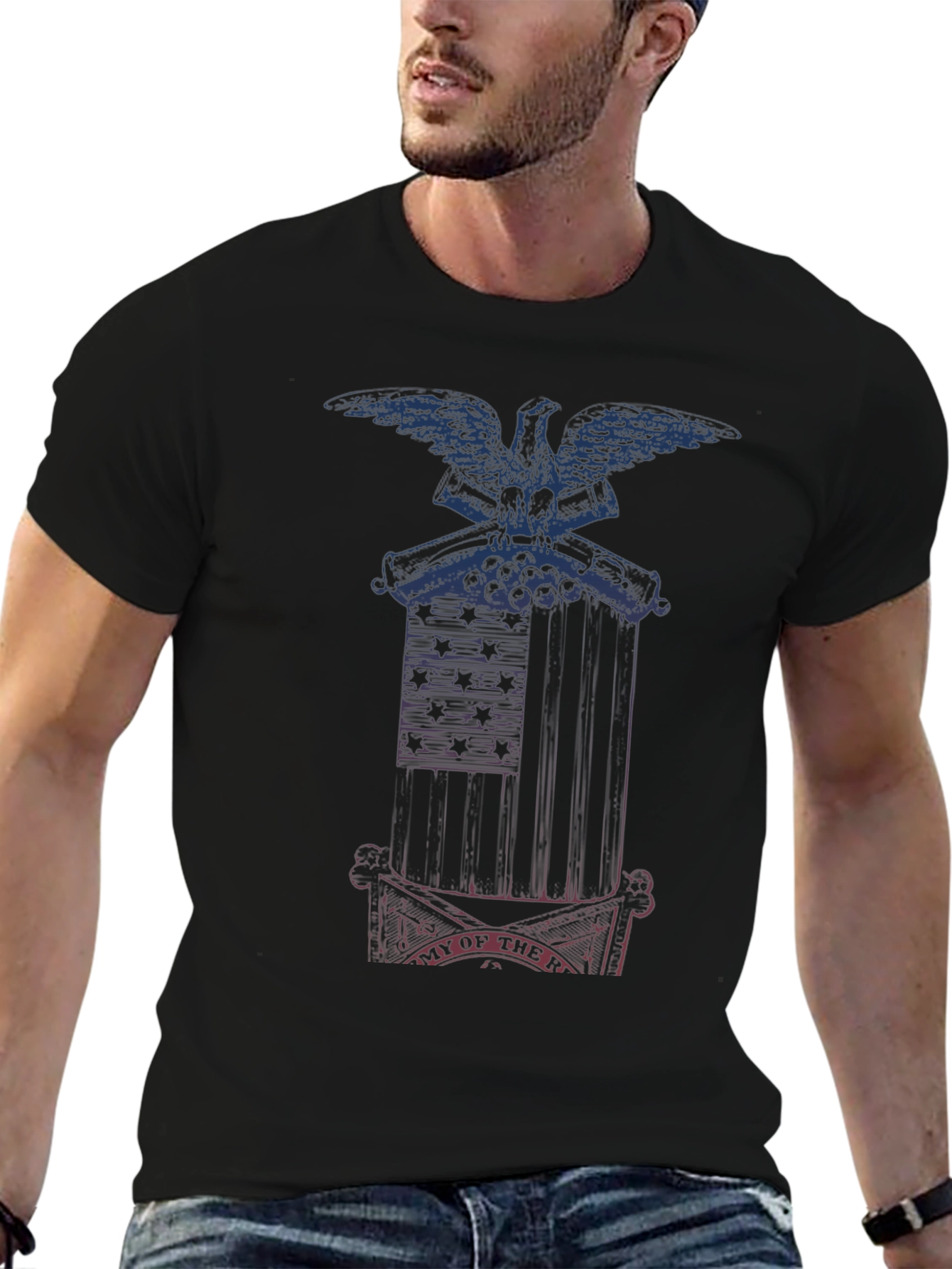 Patriotic Graphic Tee - Eagle & Cannons Design