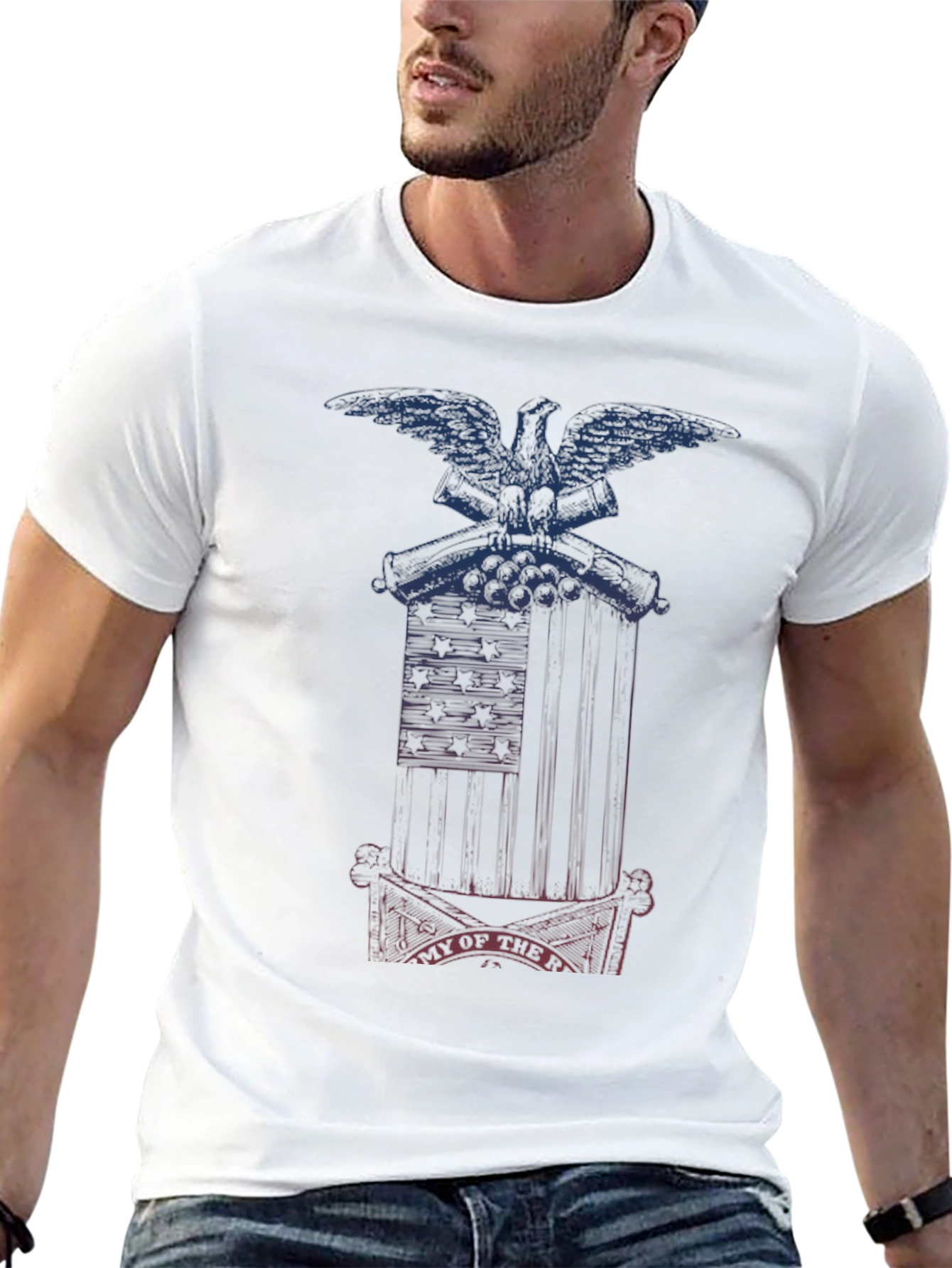 Patriotic Graphic Tee - Eagle & Cannons Design