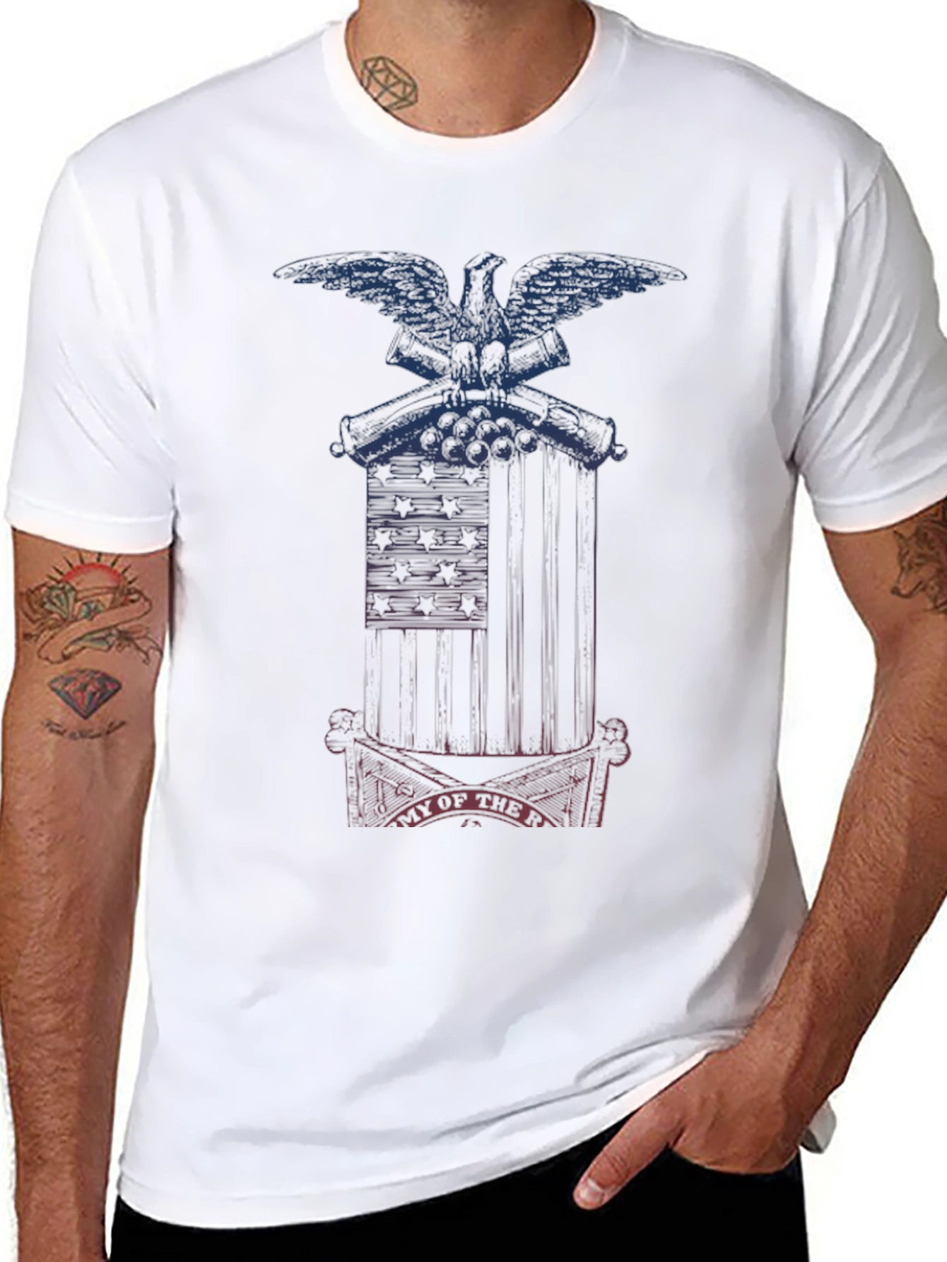 Patriotic Graphic Tee - Eagle & Cannons Design