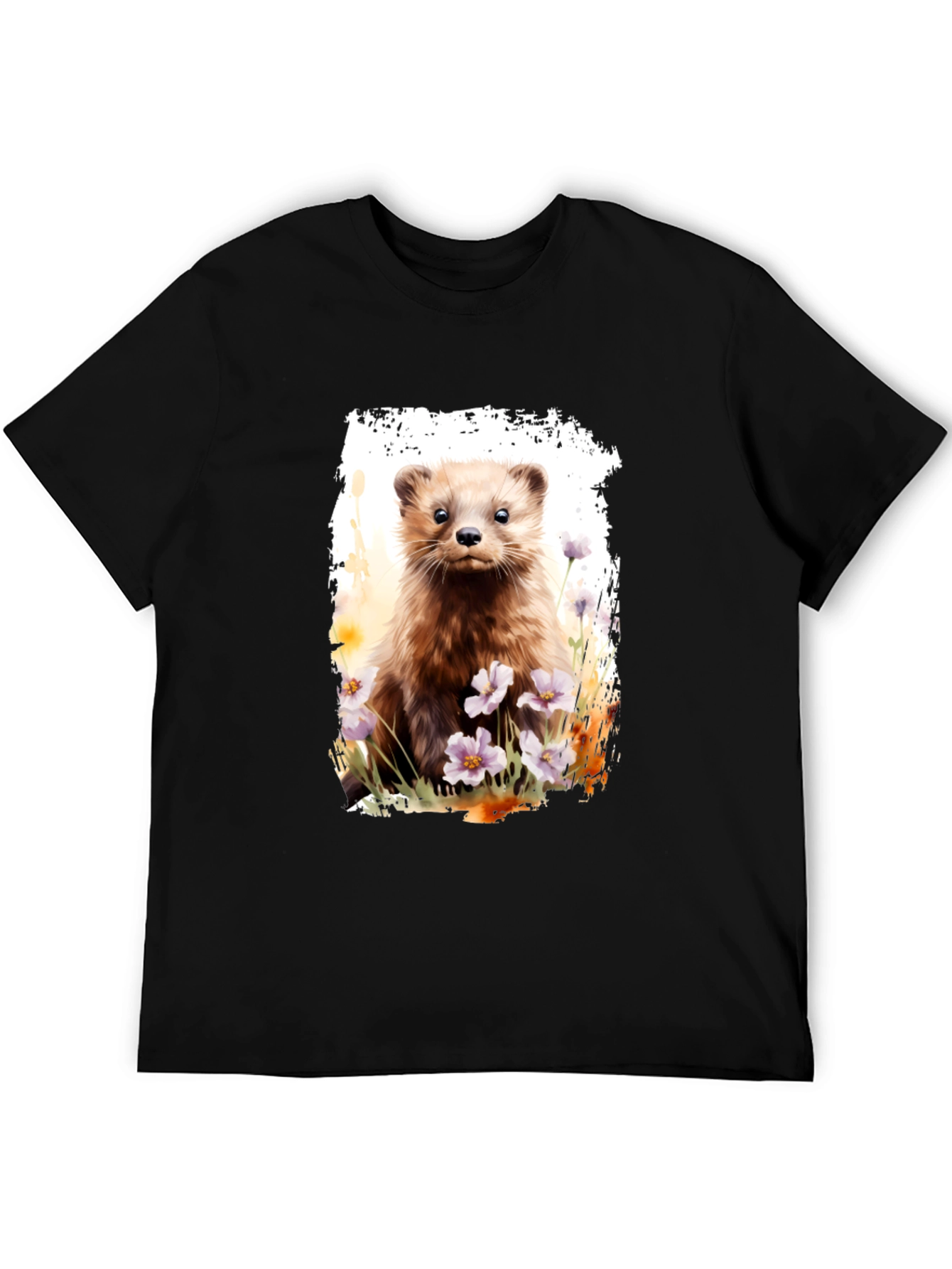 Cute Weasel Graphic T-Shirt - Soft Black Tee
