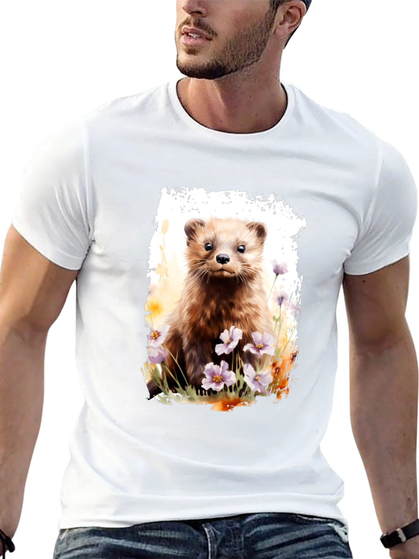 Cute Weasel Graphic T-Shirt - Soft Black Tee