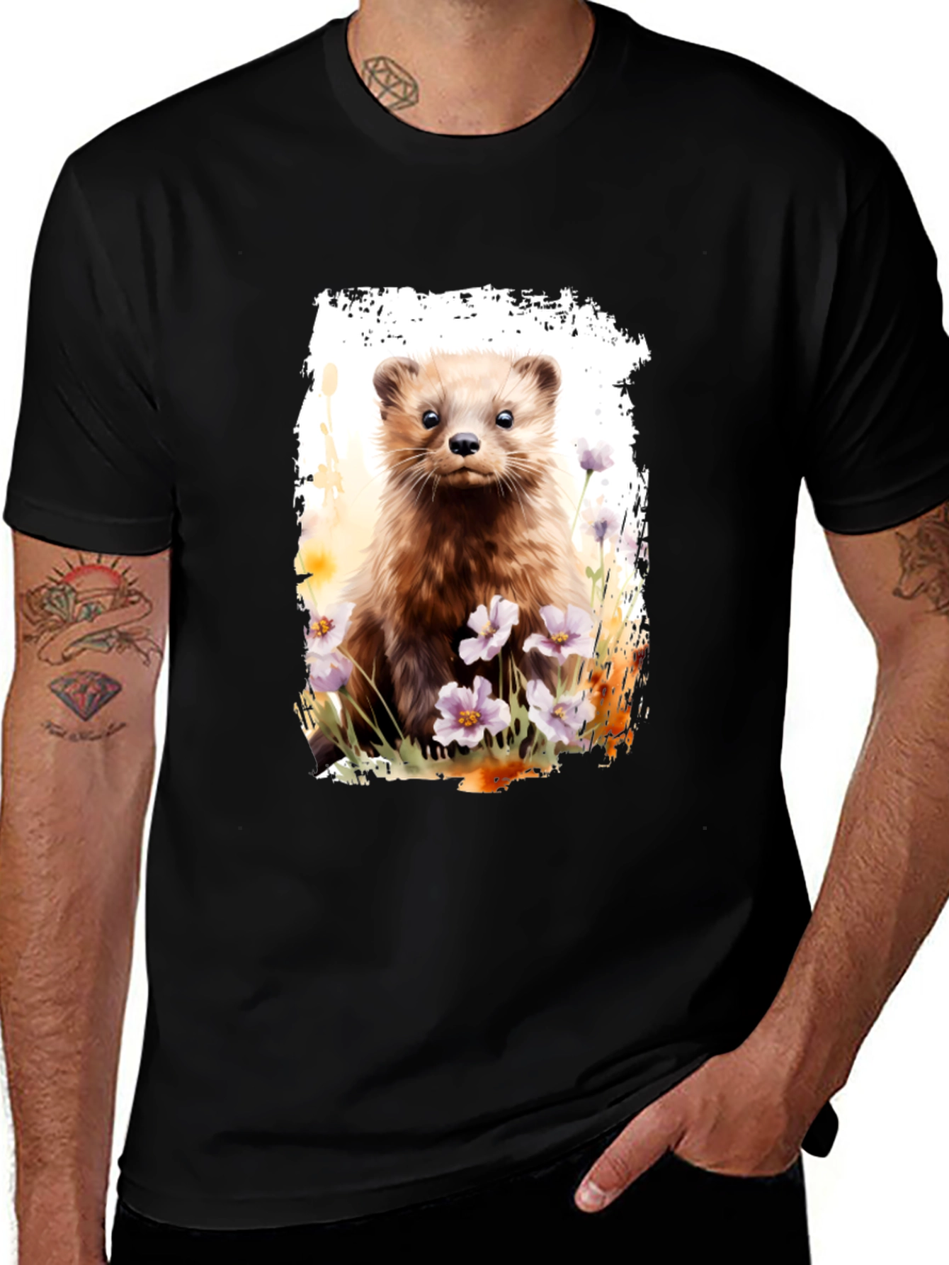 Cute Weasel Graphic T-Shirt - Soft Black Tee