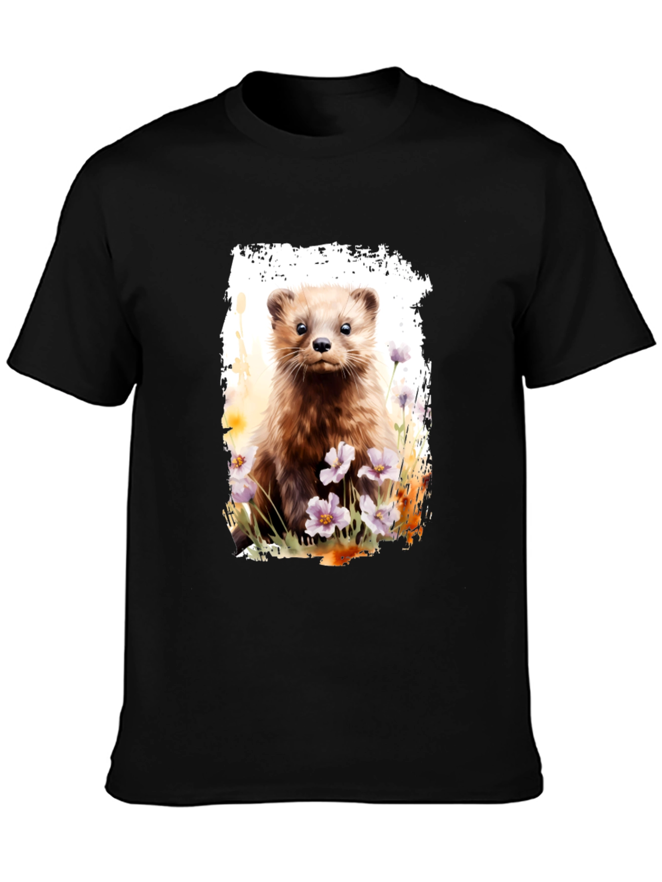 Cute Weasel Graphic T-Shirt - Soft Black Tee