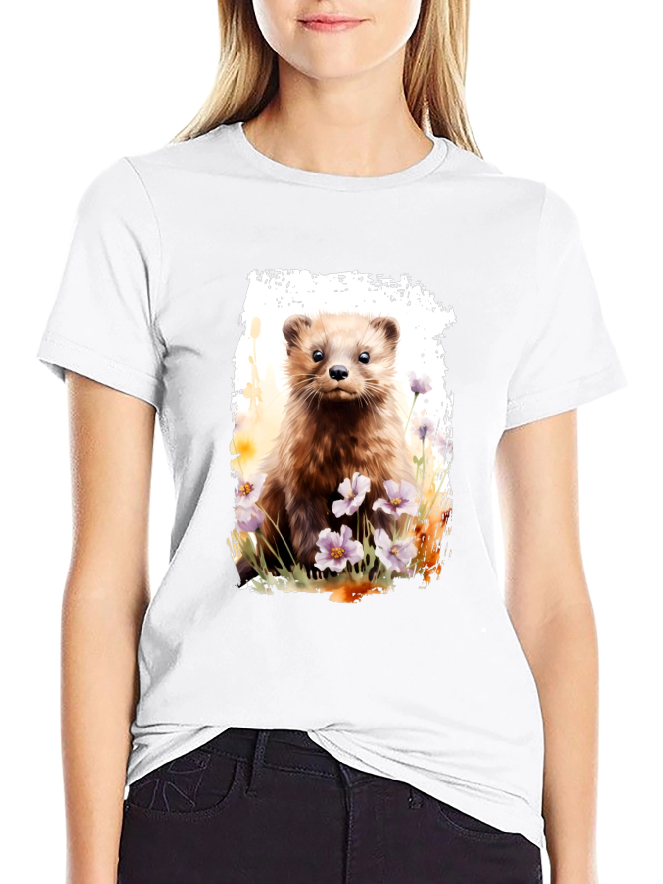 Cute Weasel Graphic T-Shirt - Soft Black Tee