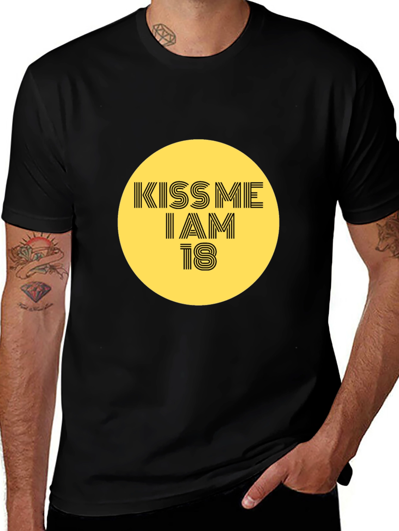 Kiss Me I Am 18 Graphic Tee - Black