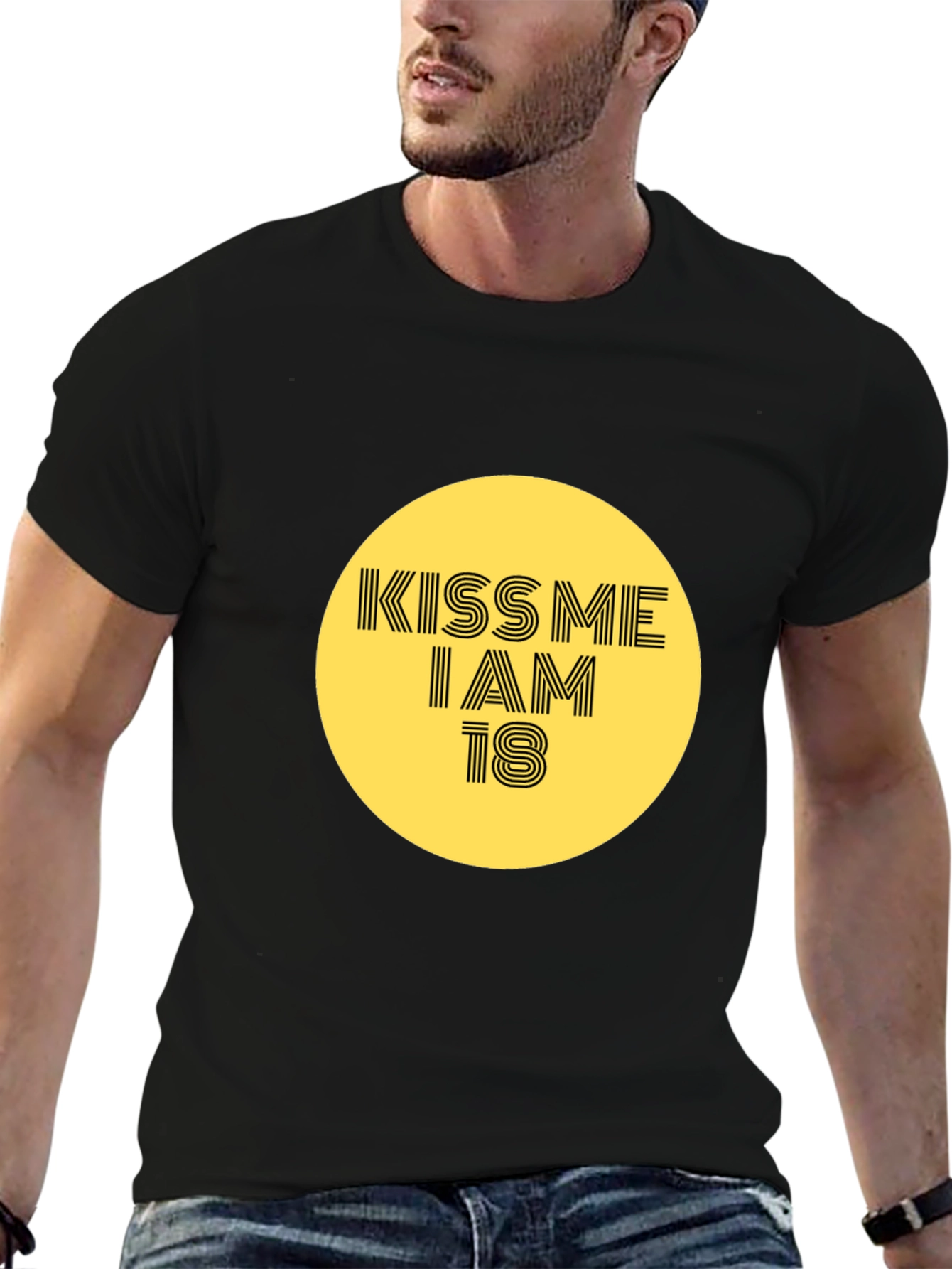Kiss Me I Am 18 Graphic Tee - Black
