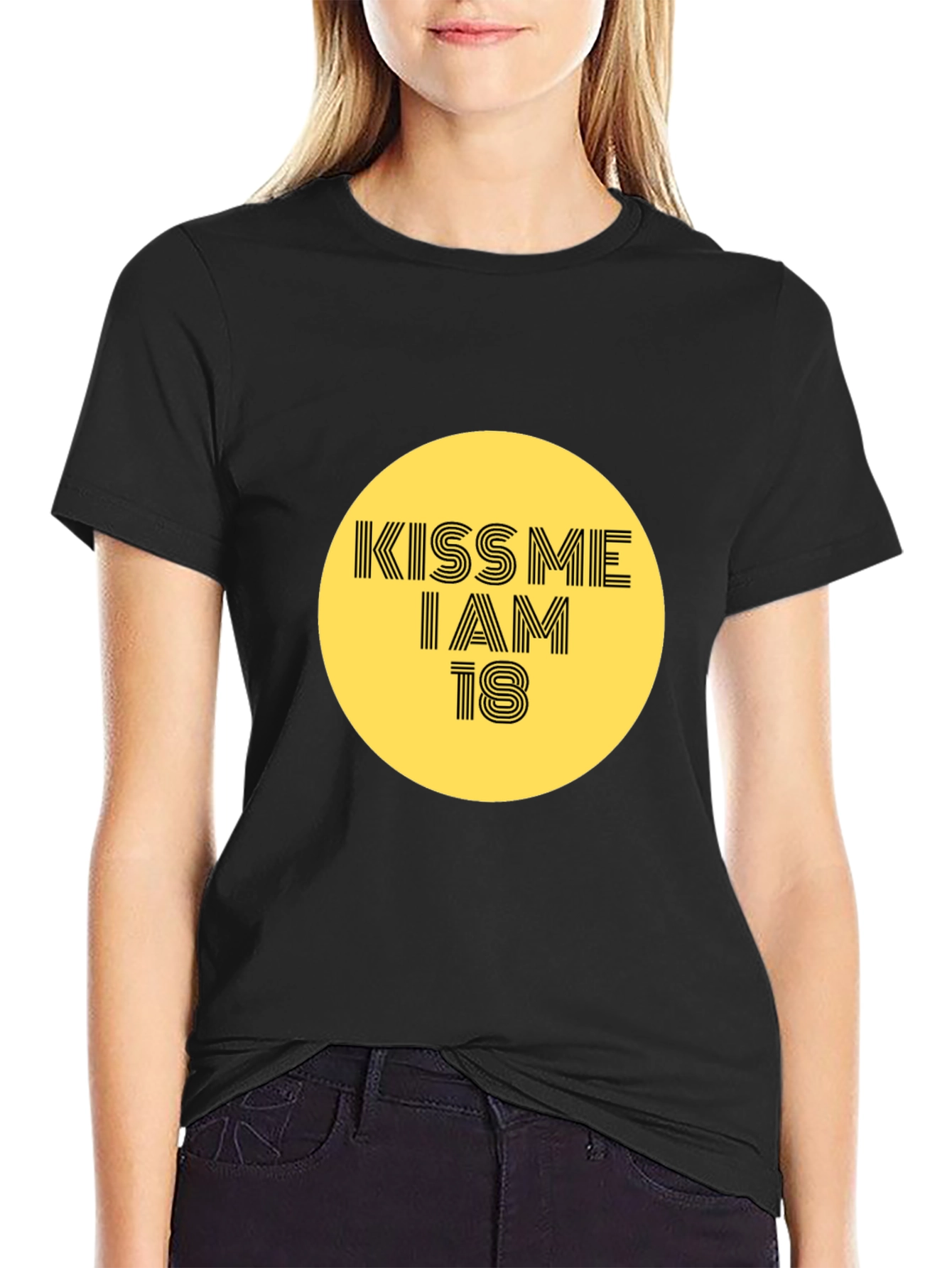 Kiss Me I Am 18 Graphic Tee - Black