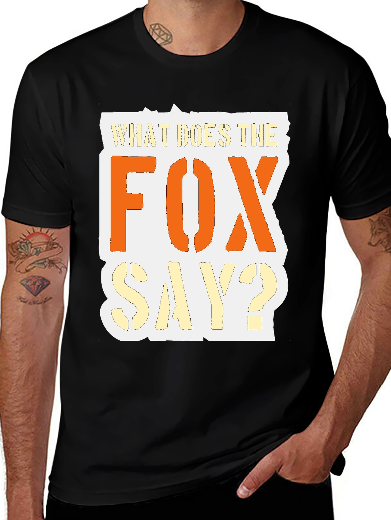 What Does the Fox Say? Black Graphic T-Shirt