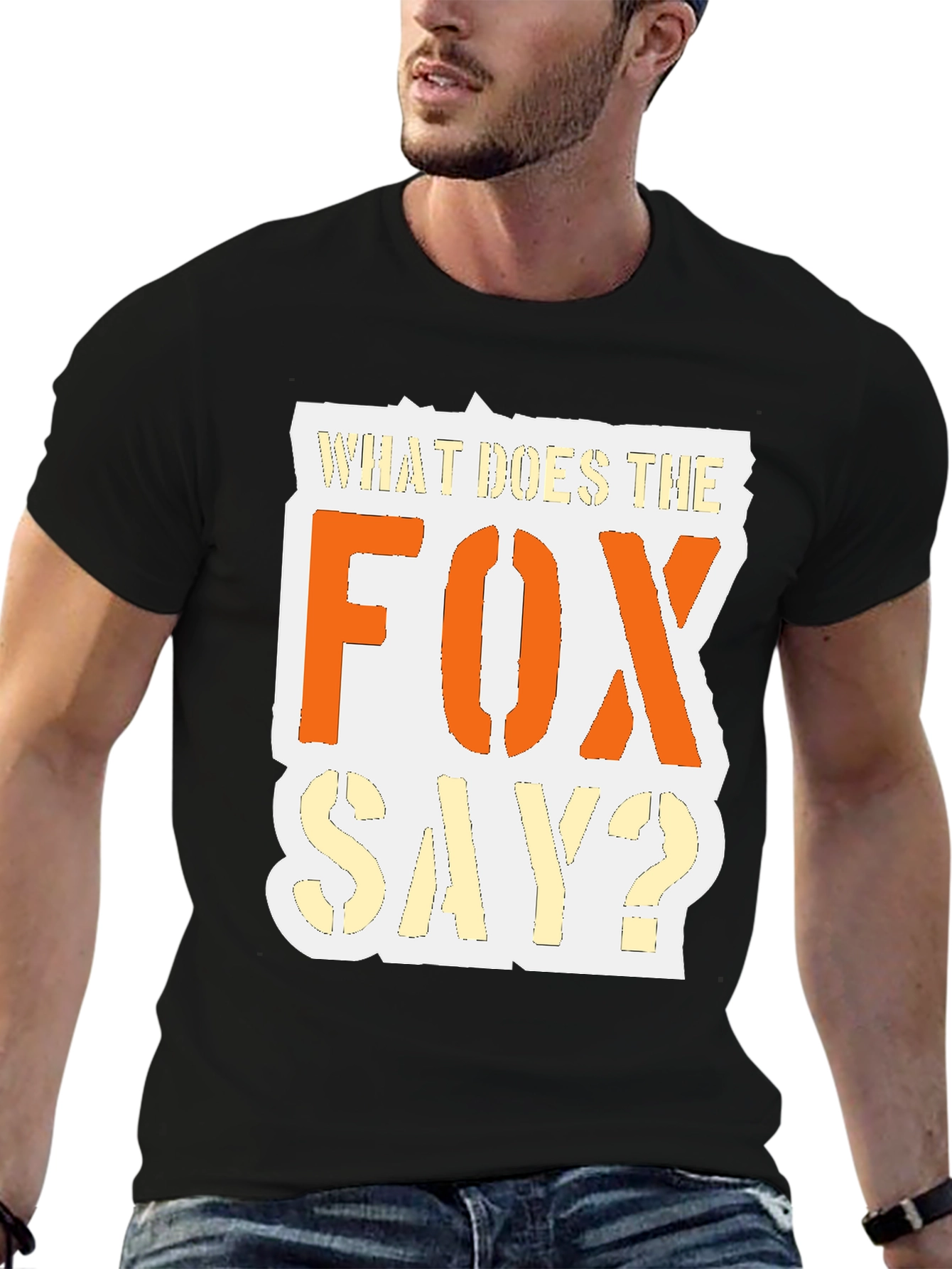 What Does the Fox Say? Black Graphic T-Shirt