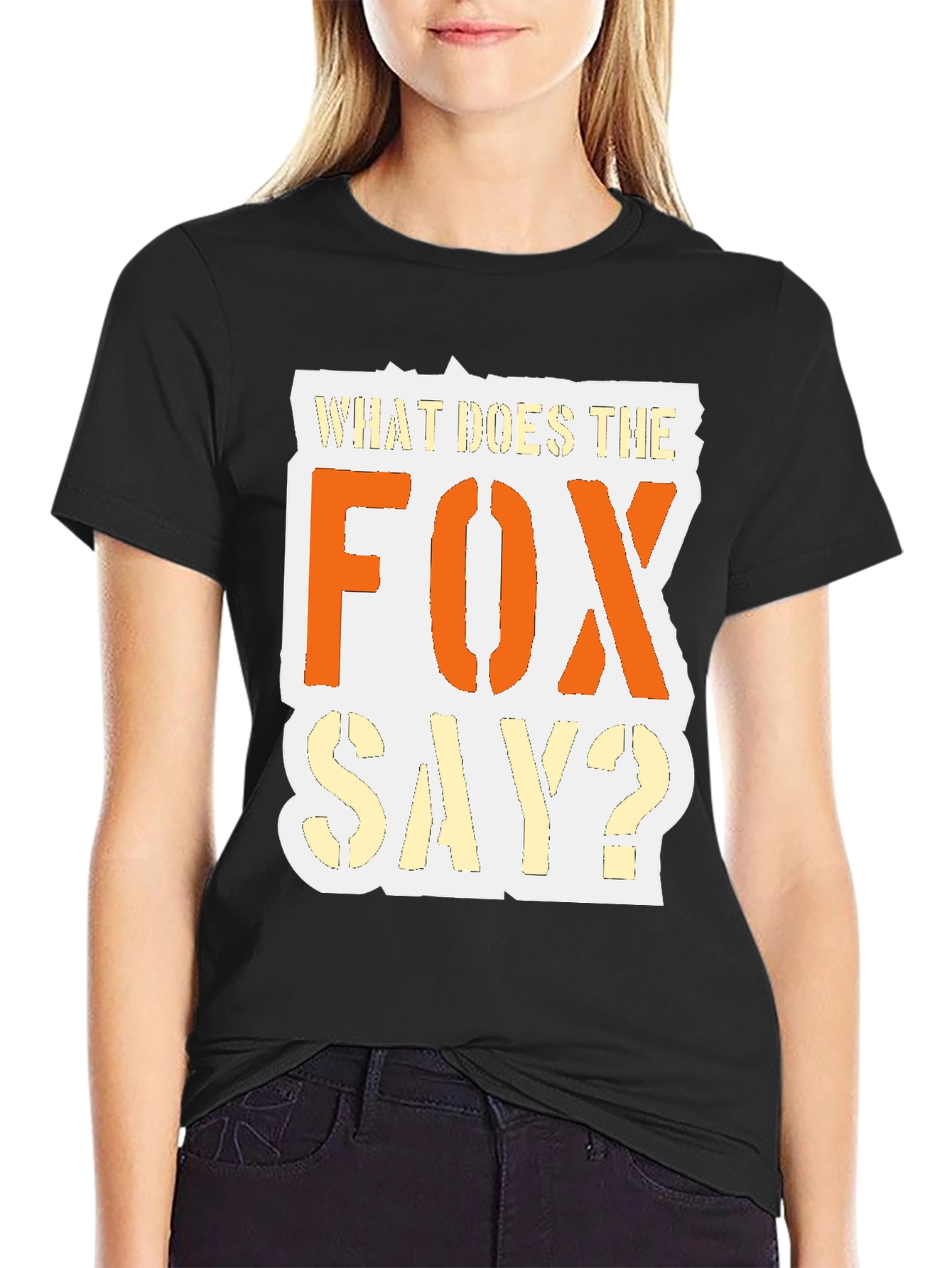 What Does the Fox Say? Black Graphic T-Shirt