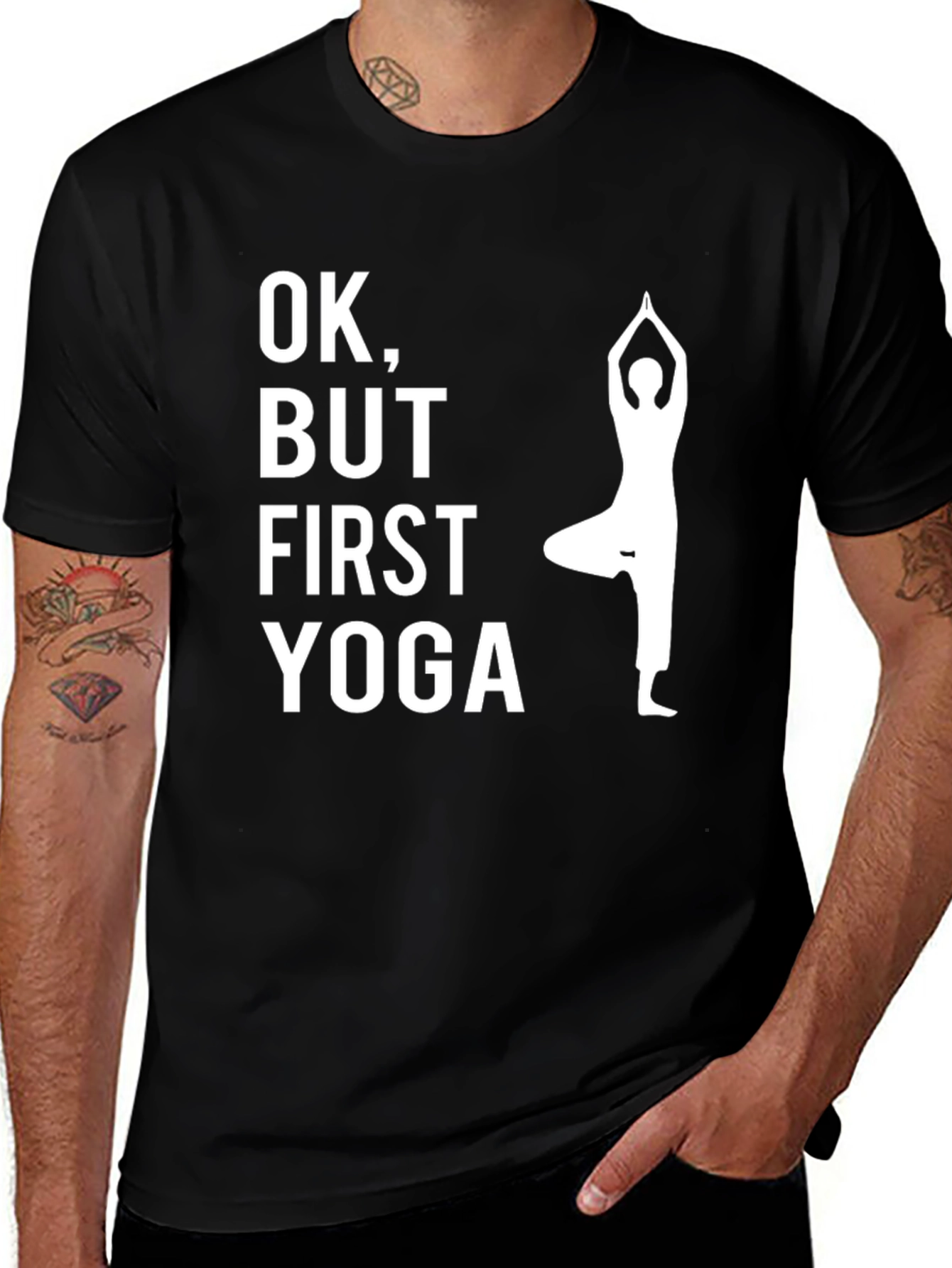 OK But First Yoga T-Shirt - Black