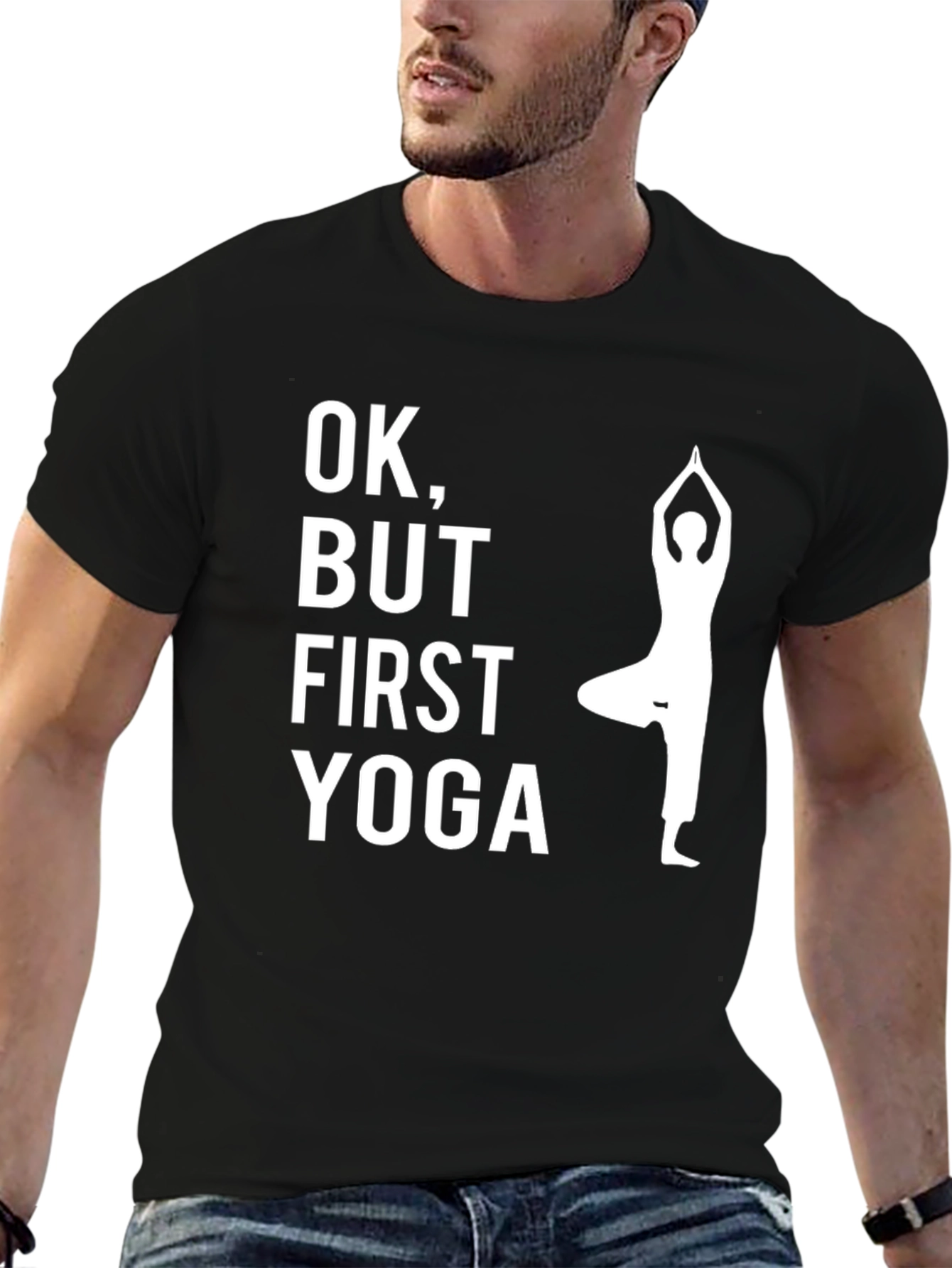 OK But First Yoga T-Shirt - Black