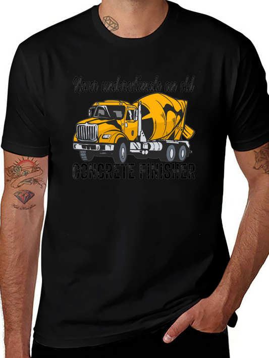 Concrete Finisher T-Shirt - Yellow Truck Graphic Tee