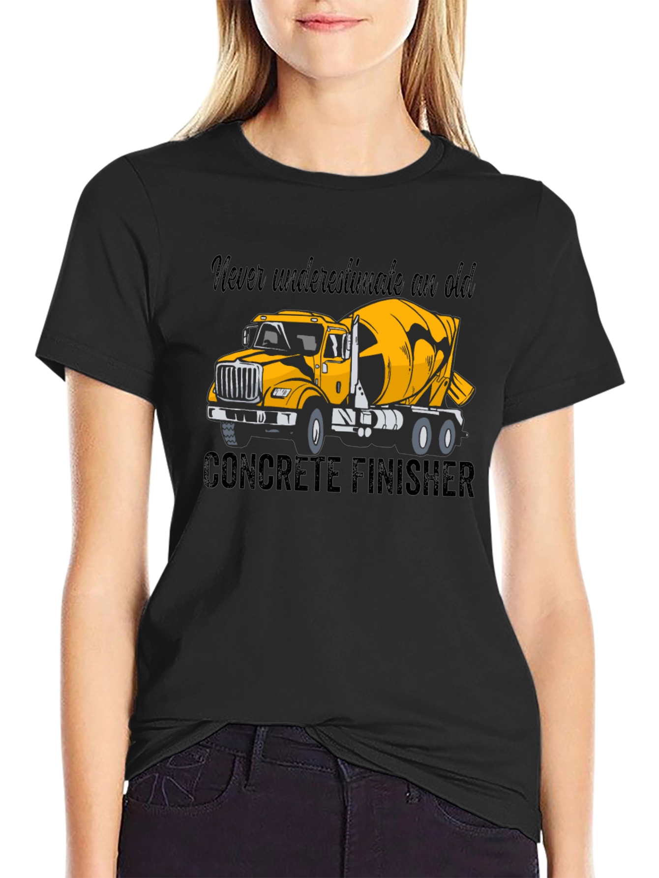 Concrete Finisher T-Shirt - Yellow Truck Graphic Tee